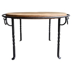 Iron Ring Oak Cocktail Table, France, 1940's