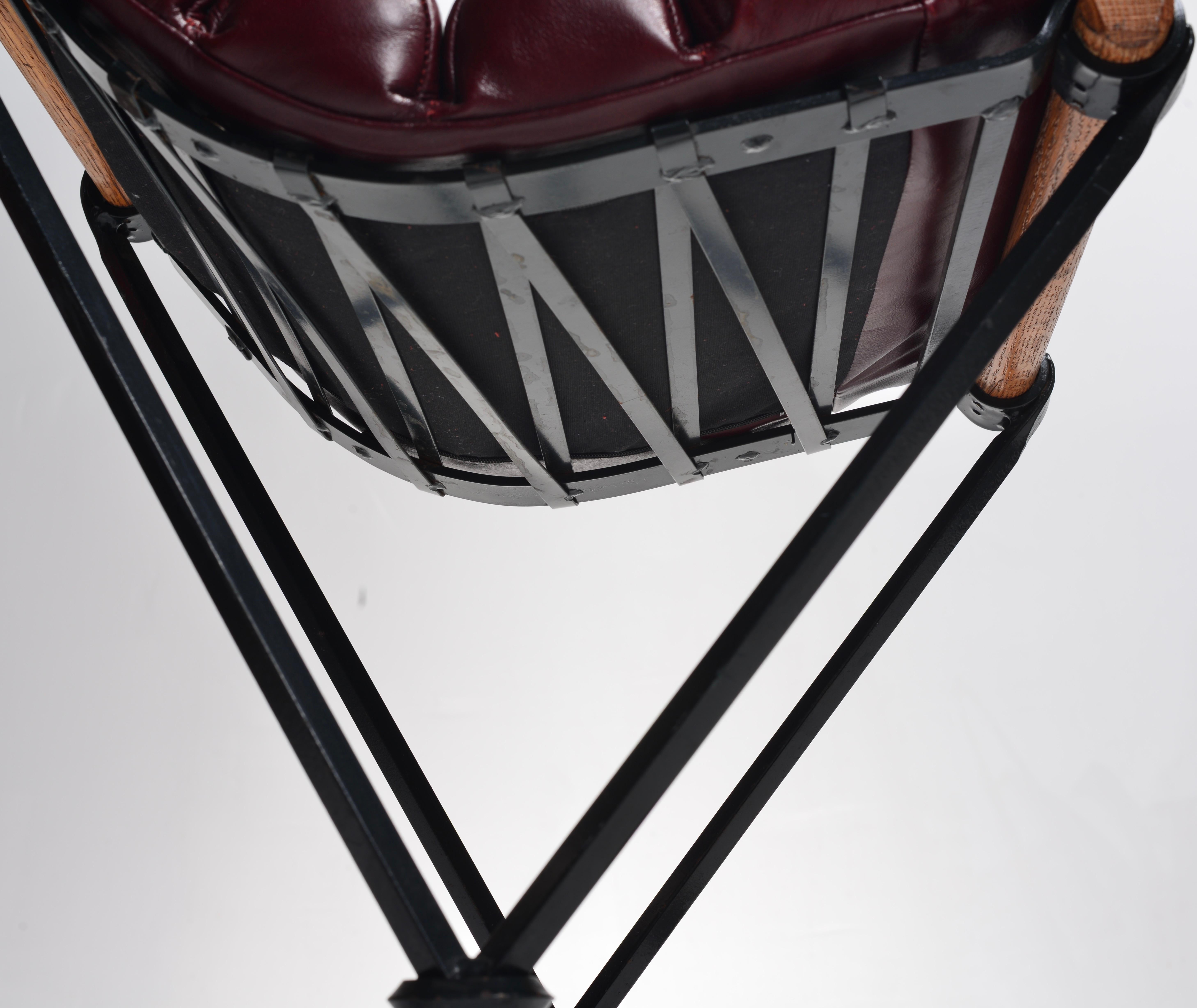 Hand-Crafted Iron & Rolled Seat Bar Stool by Cleo Baldon for Terra Furniture