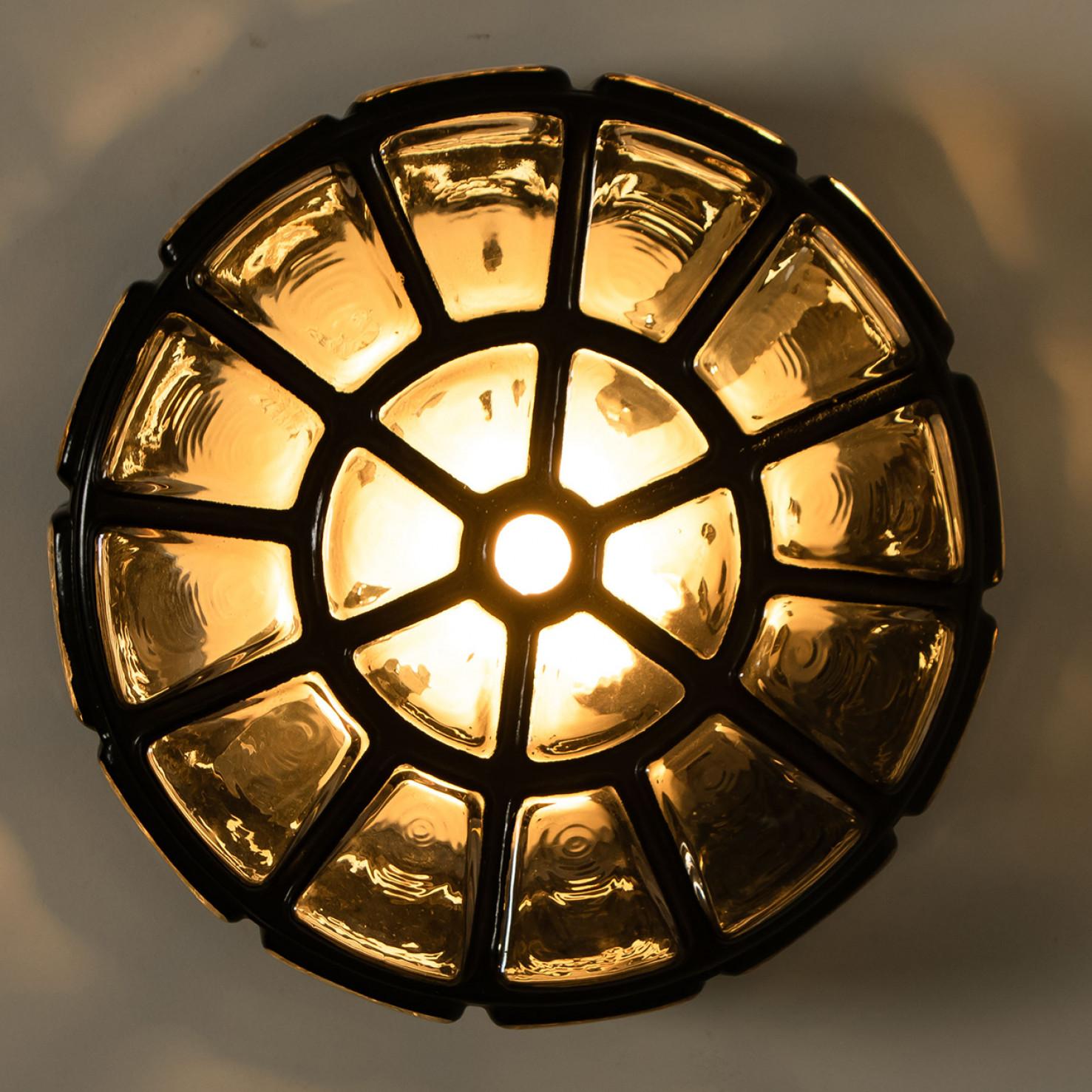 Iron Round Limburg Flush Mount or Wall Light, 1970s In Good Condition For Sale In Rijssen, NL
