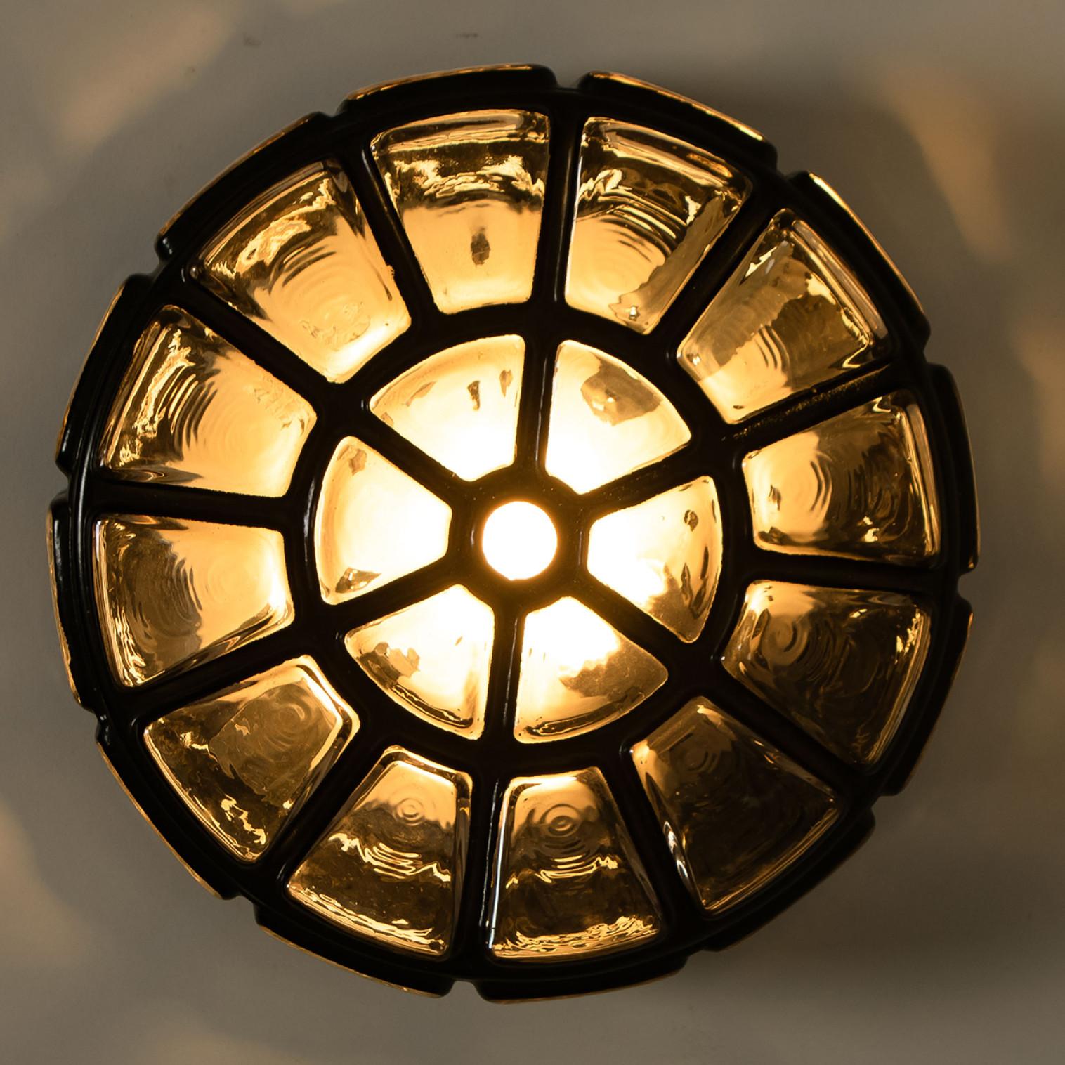 Late 20th Century Iron Round Limburg Flush Mount or Wall Light, 1970s For Sale