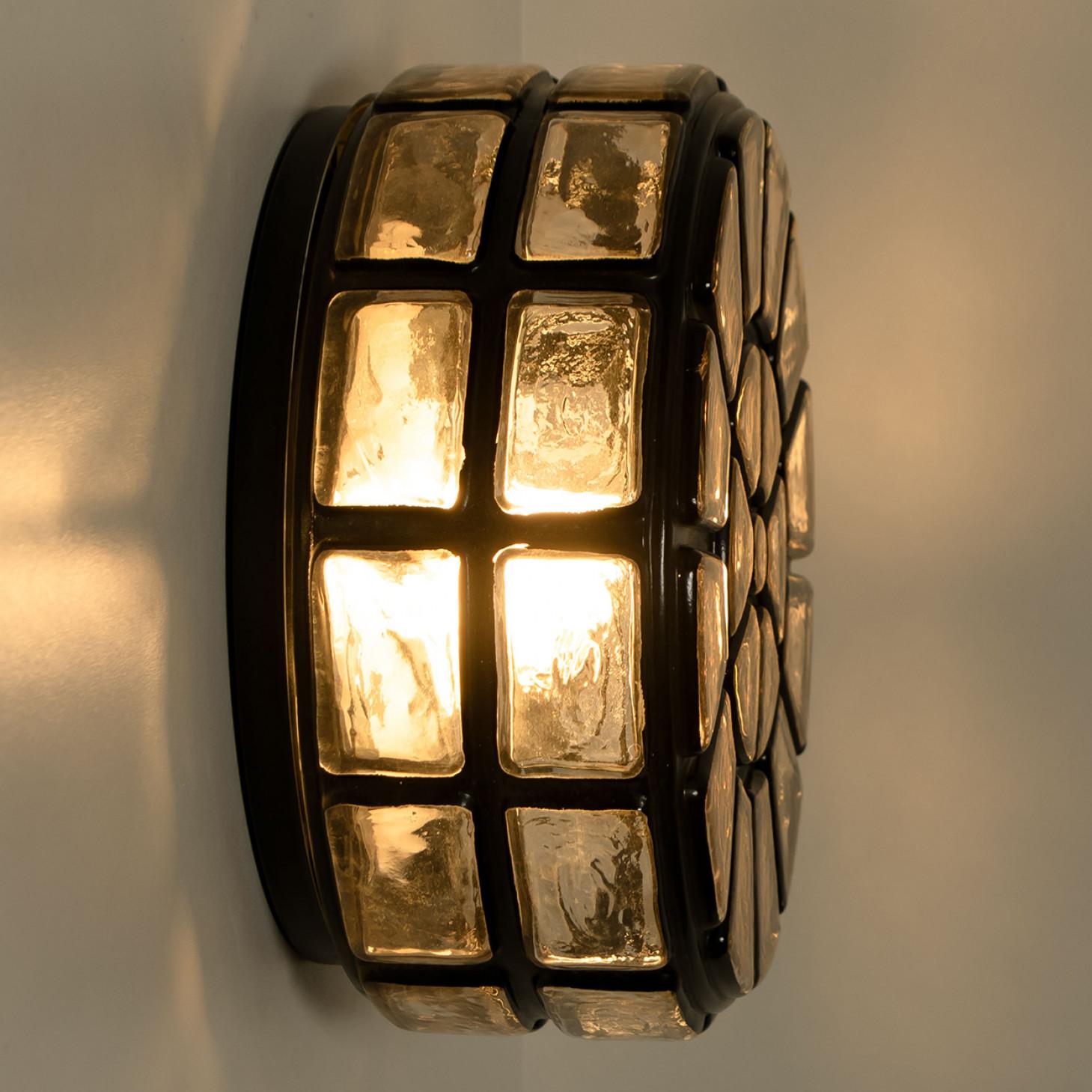 Late 20th Century Iron Round Limburg Flush Mount or Wall Light, 1970s For Sale
