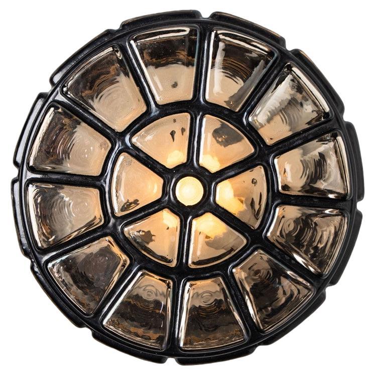 Lampada da incasso o da parete rotonda in ferro di Limburg, anni '70