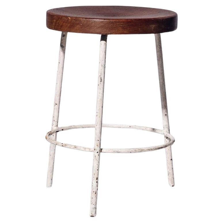 Iron Round Low Stool by Pierre Jeanneret for Chandigarh, India, Circa 1960