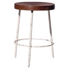 Iron Round Low Stool by Pierre Jeanneret for Chandigarh, India, Circa 1960