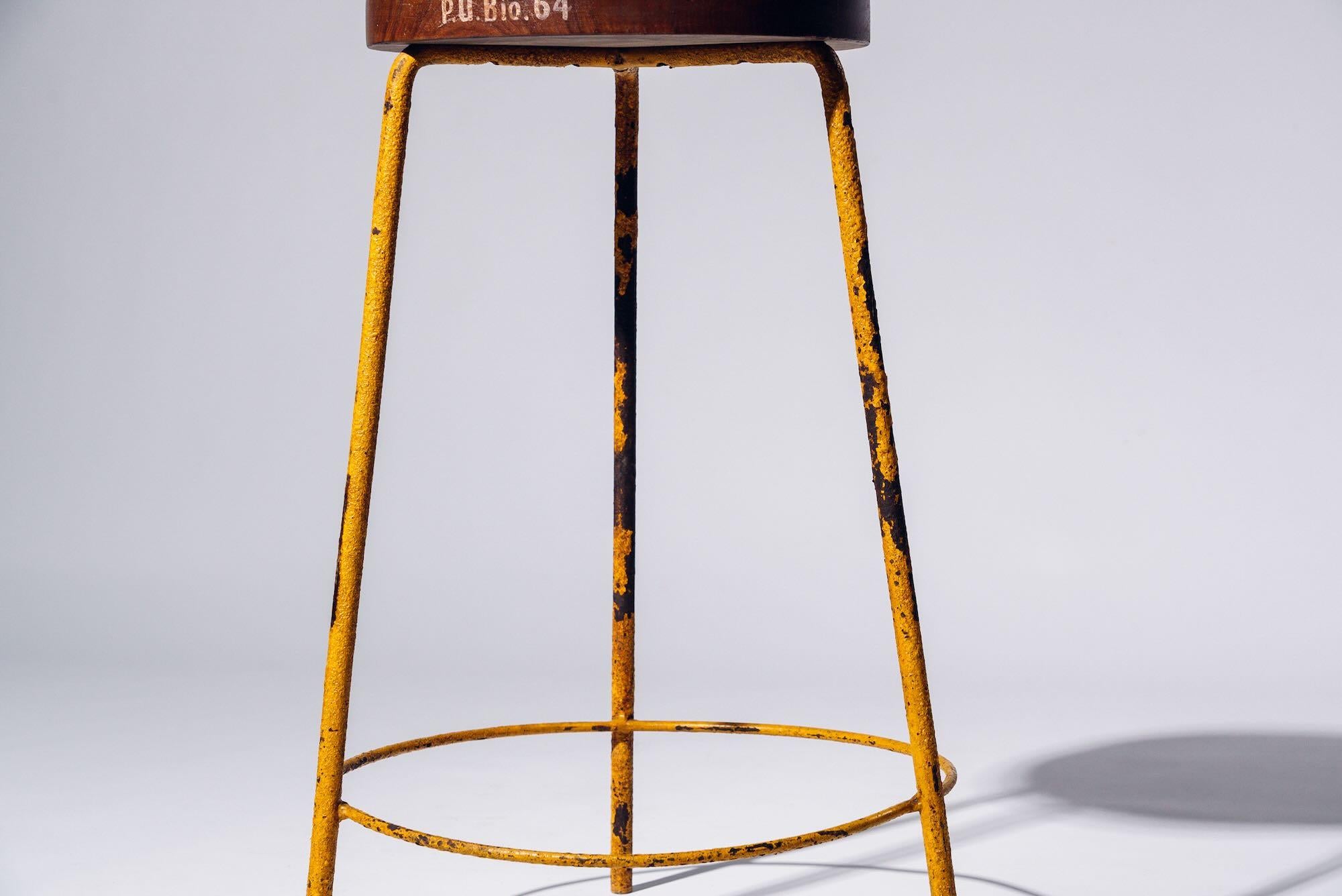 20th Century Iron Round Stool by Pierre Jeanneret for Chandigarh, India, Circa 1960 For Sale