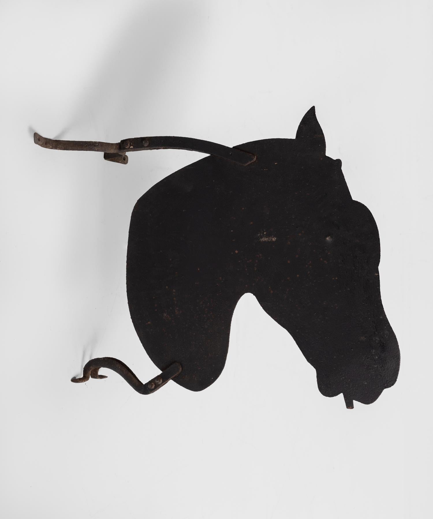 Folk Art Iron Saddlers Horse Sign, circa 1890