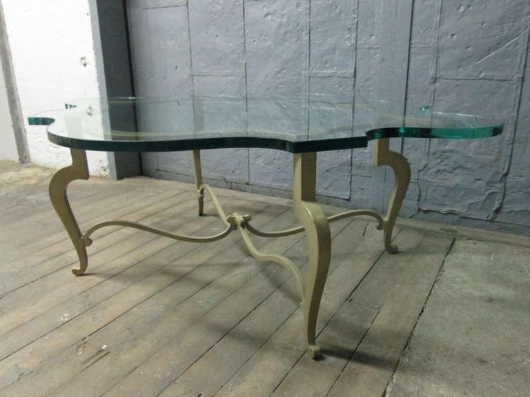 Iron Scalloped Edge and Glass Coffee Table For Sale 2
