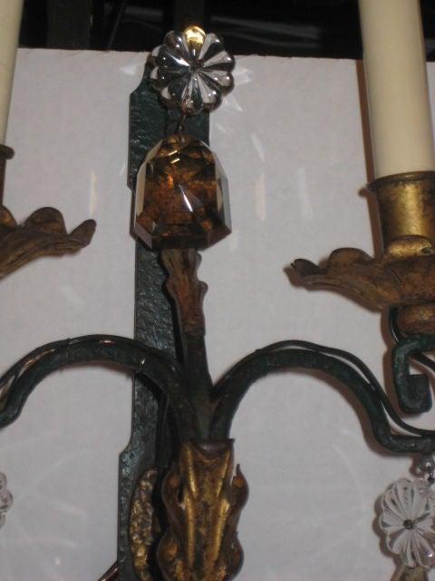 Iron Sconces with Crystals For Sale 1