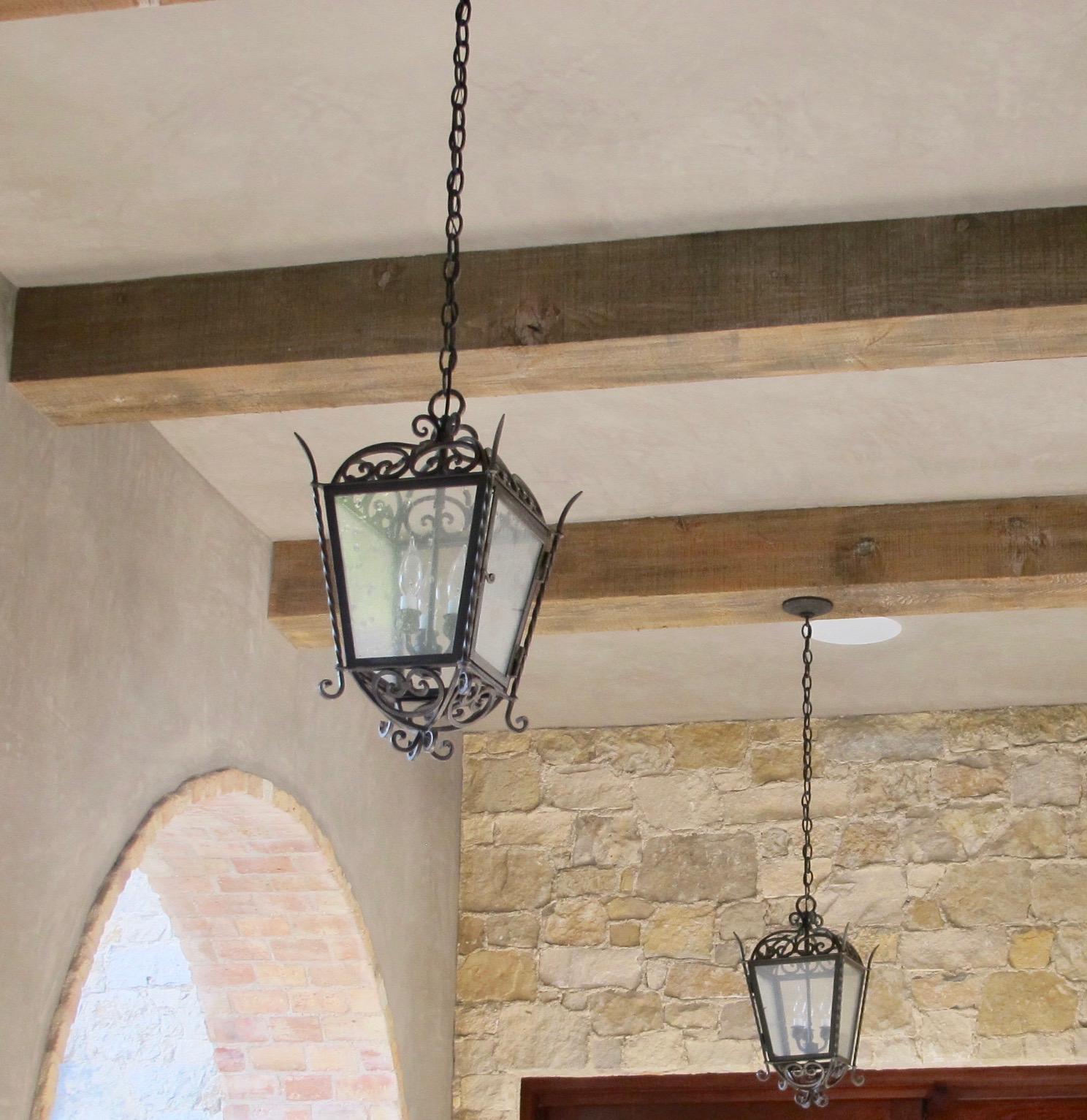 American Iron Scroll Exterior Lantern For Sale