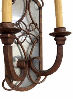 Hand-Forged Wrought Iron Wall Sconce with Dual Candle Design
