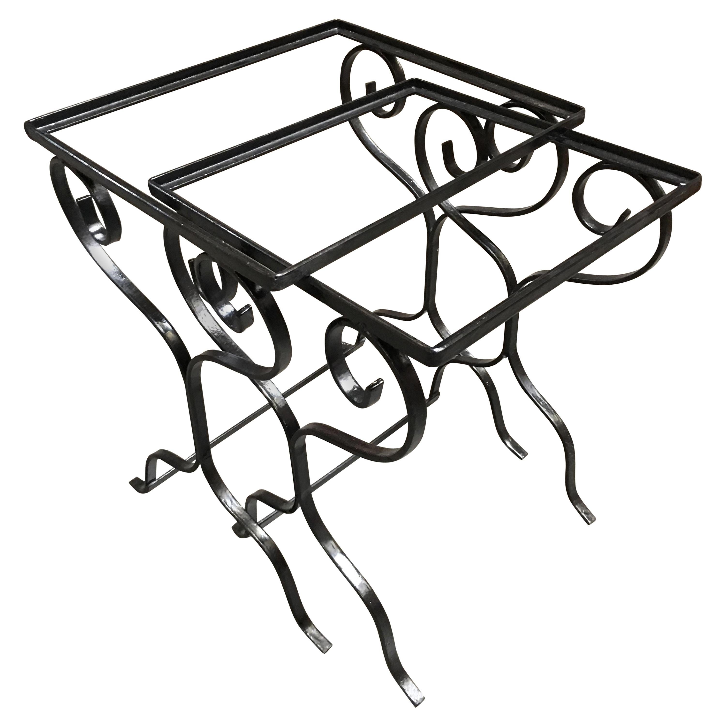 Iron Scrolling Outdoor/Patio Nesting Side Table Set