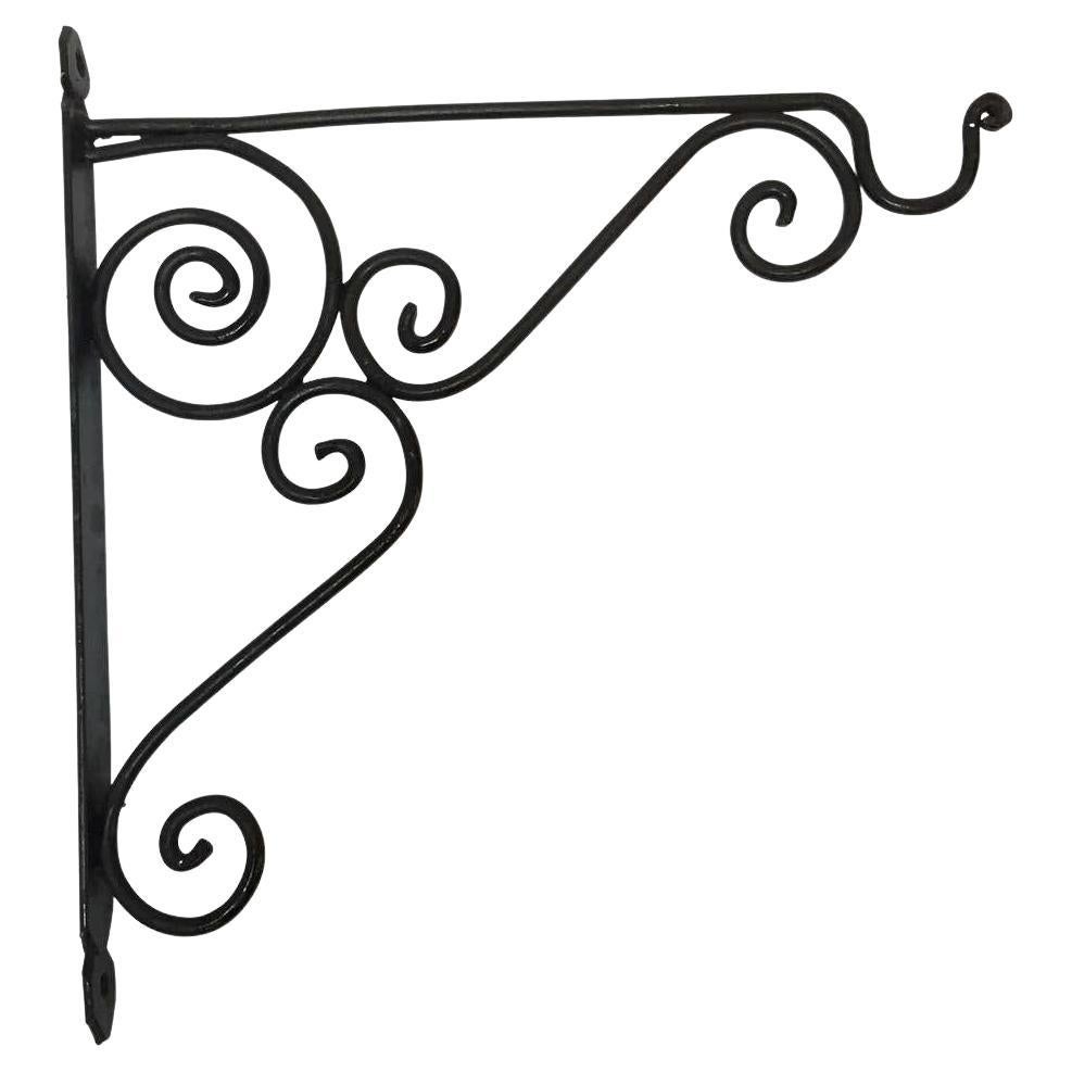 Wrought Iron Scrolling Wall Mounted Bracket for Lanterns or Signs For Sale