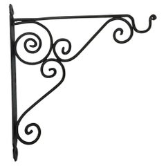 Antique Wrought Iron Scrolling Wall Mounted Bracket for Lanterns or Signs