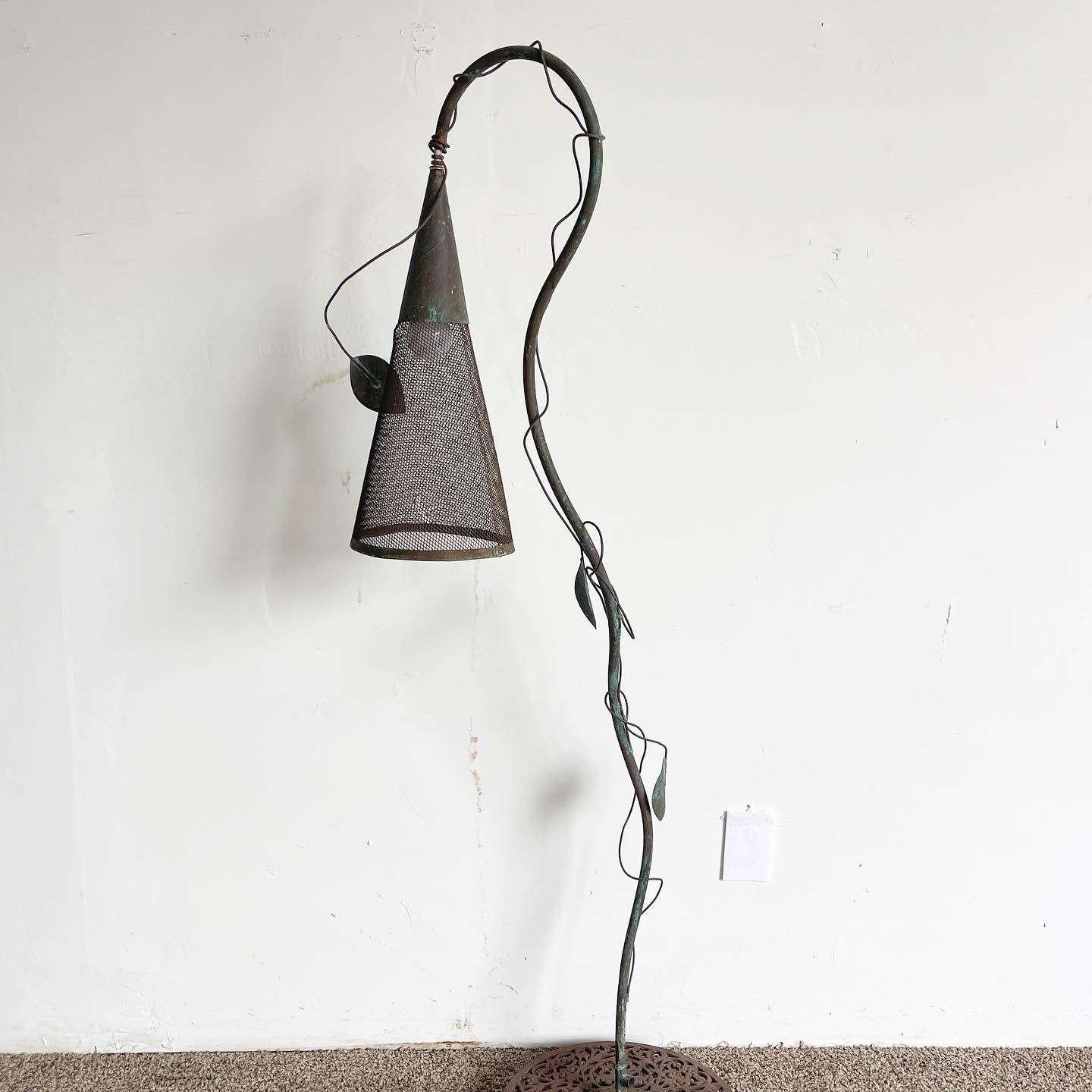 Iron Sculpted Vine and Cone Floor Lamp For Sale 4