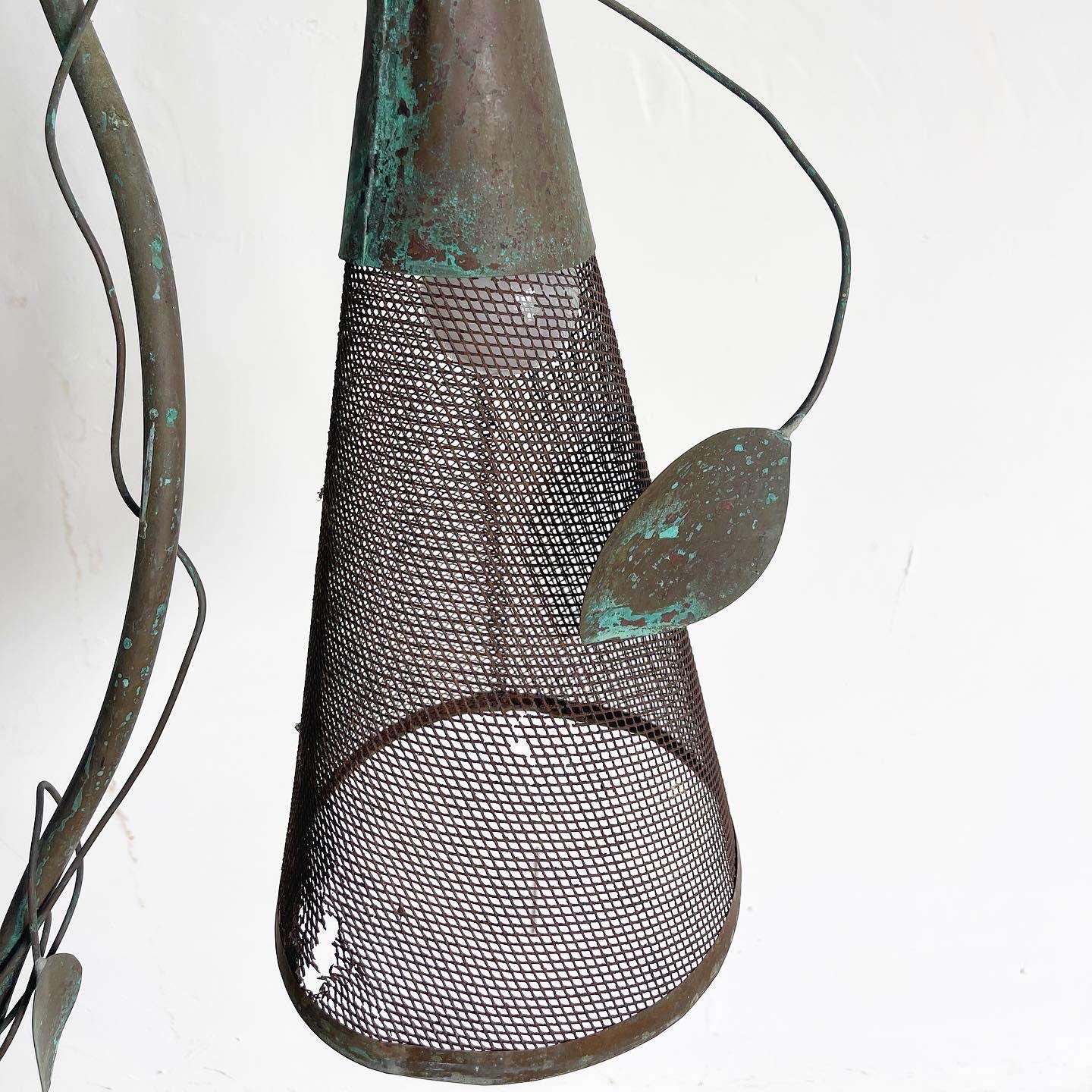 20th Century Iron Sculpted Vine and Cone Floor Lamp For Sale