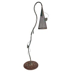 Vintage Iron Sculpted Vine and Cone Floor Lamp