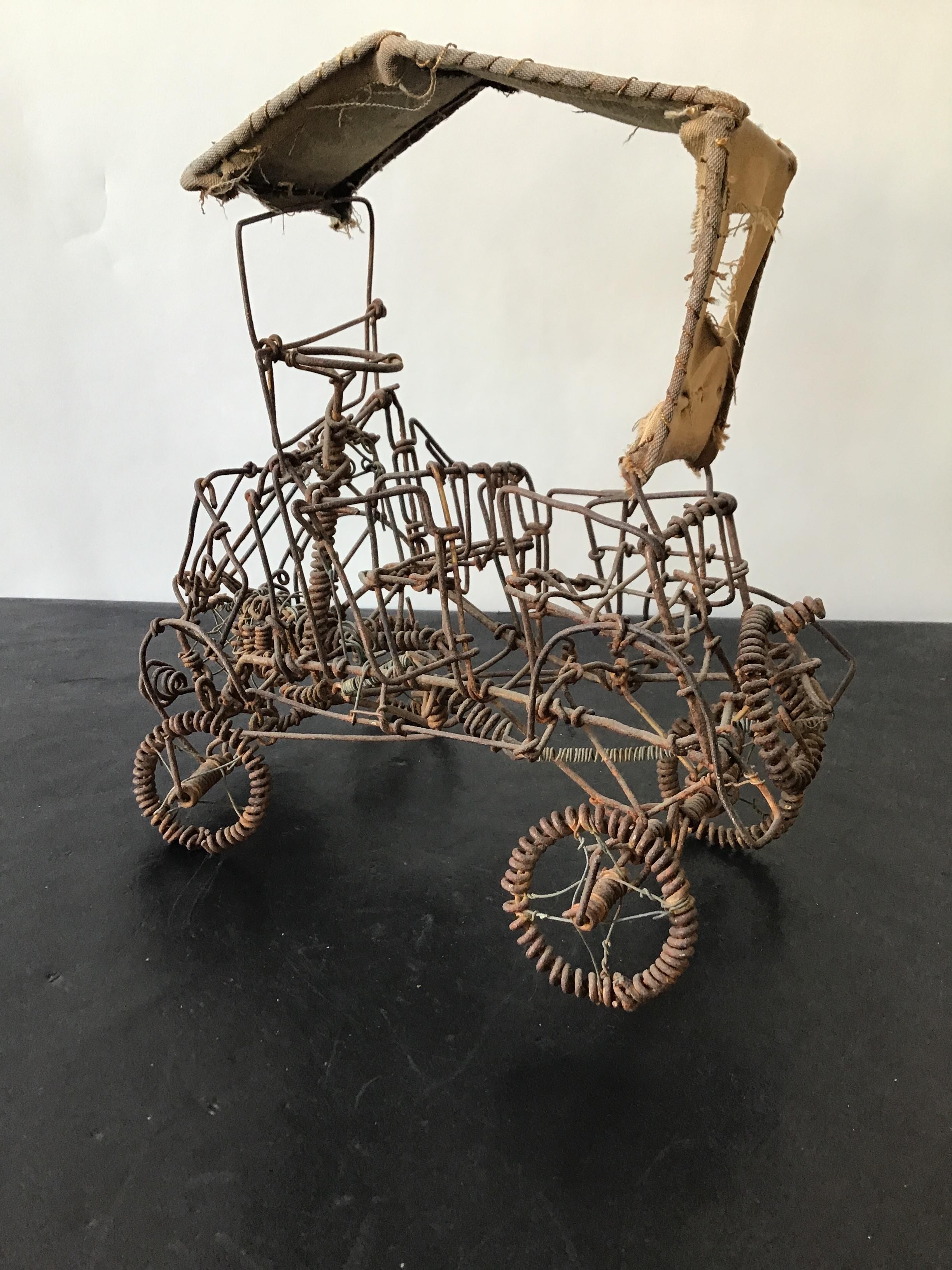 Iron Sculpture of 1920s Rag Top Car In Good Condition For Sale In Tarrytown, NY