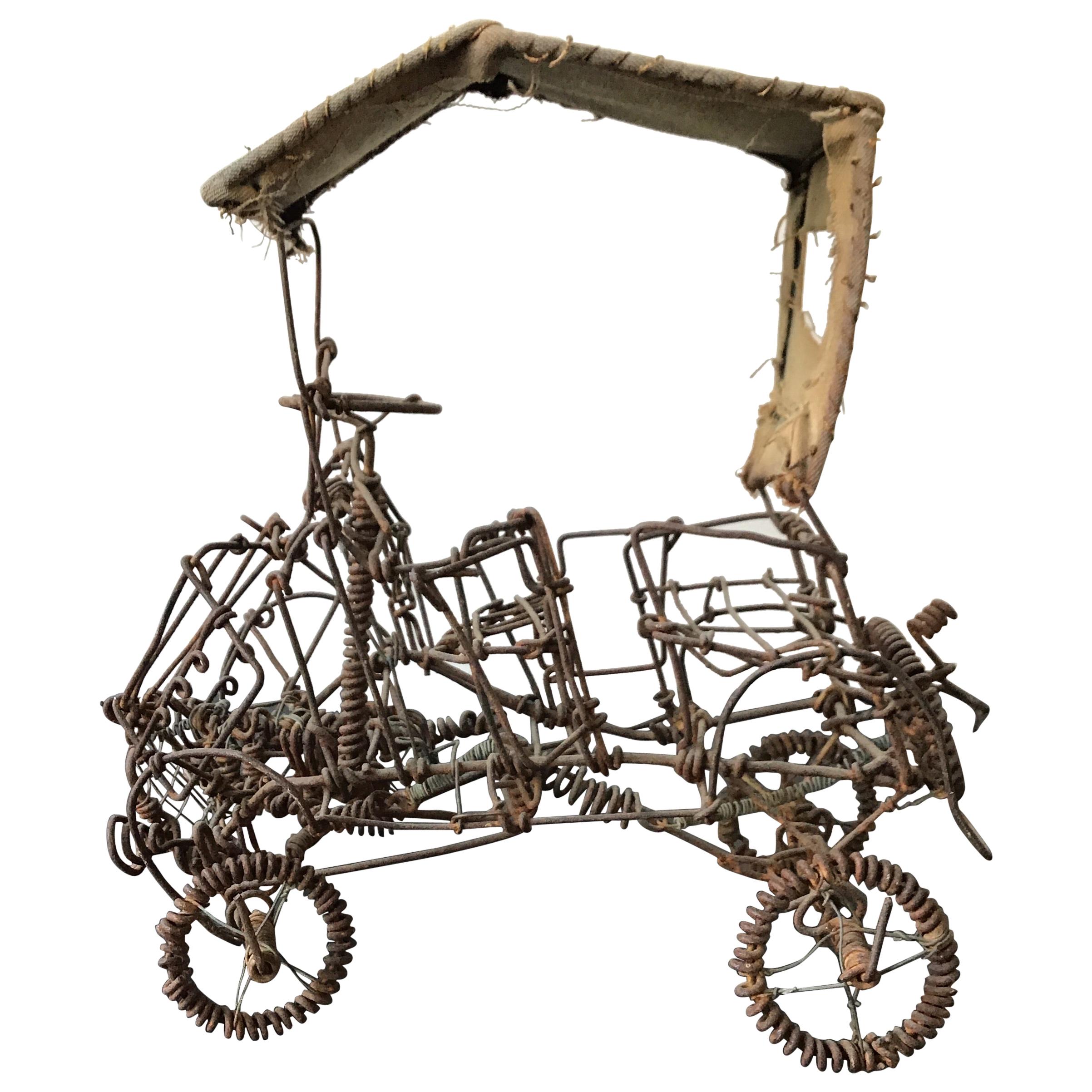 Iron Sculpture of 1920s Rag Top Car For Sale