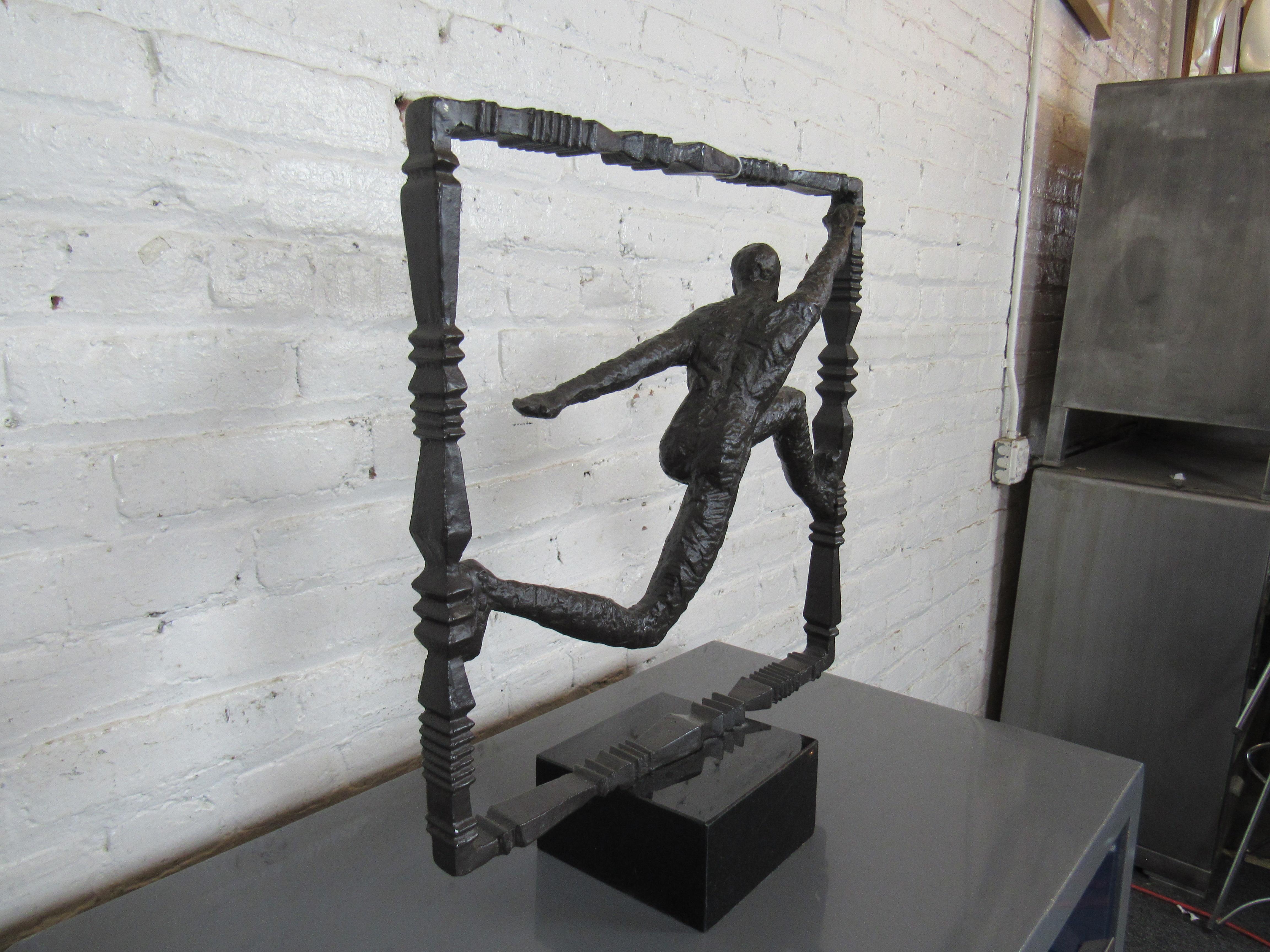 Mid-Century Modern Iron Sculpture of Running Figure