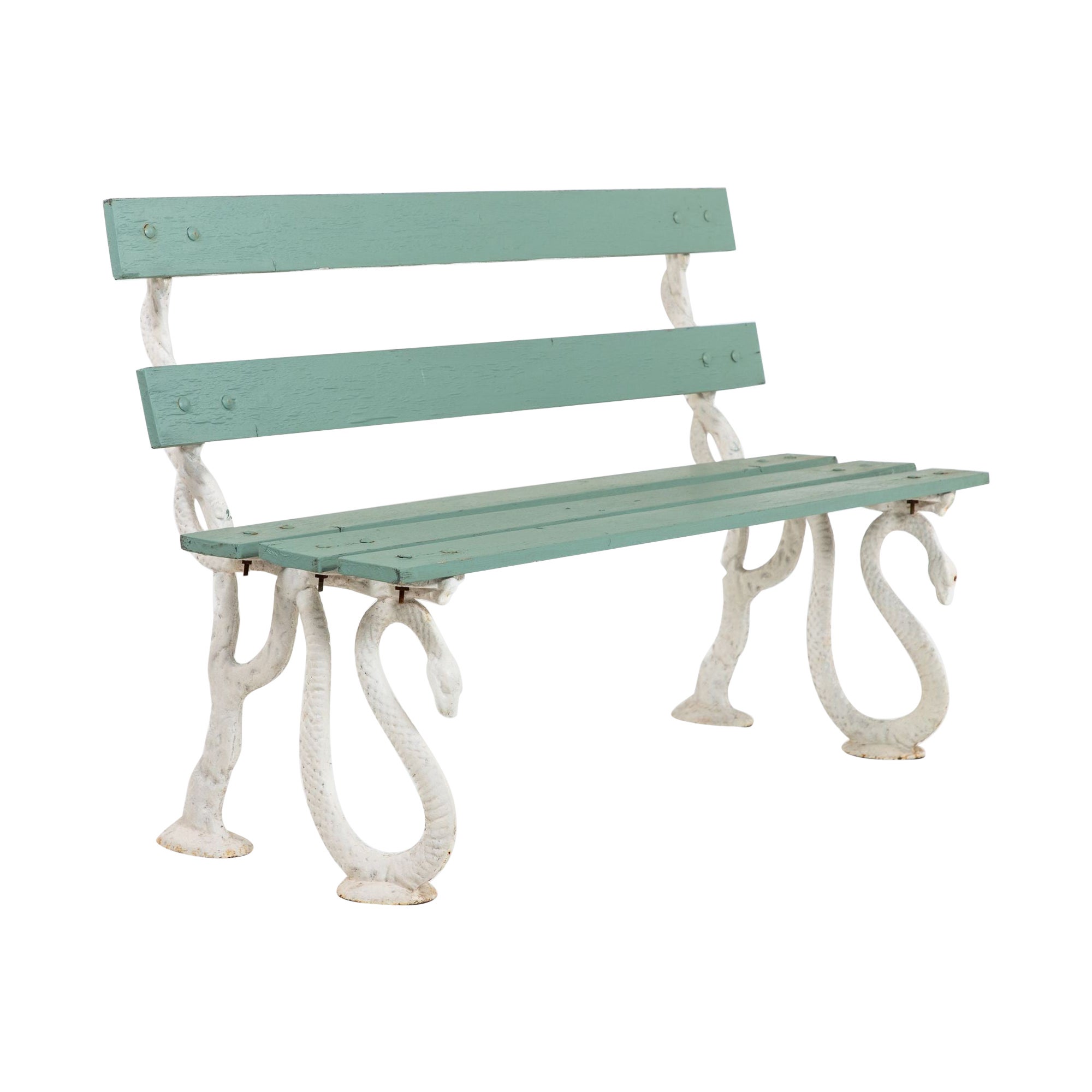 Iron Serpent and Twig Garden Bench, English Mid 20th C. For Sale