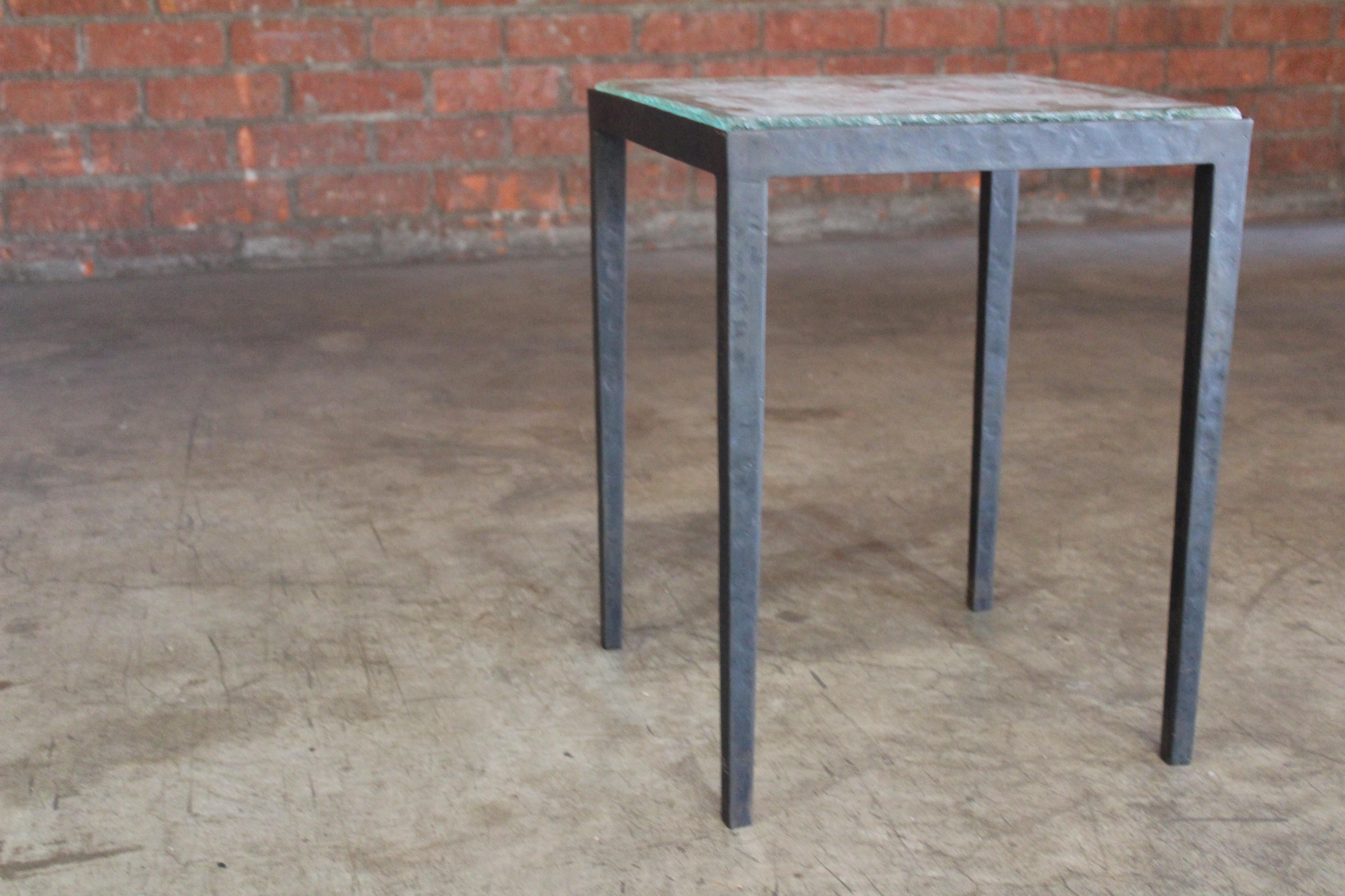 Iron Side Table with Saint-Gobain Glass in the Manner of Jean-Michel Frank 3