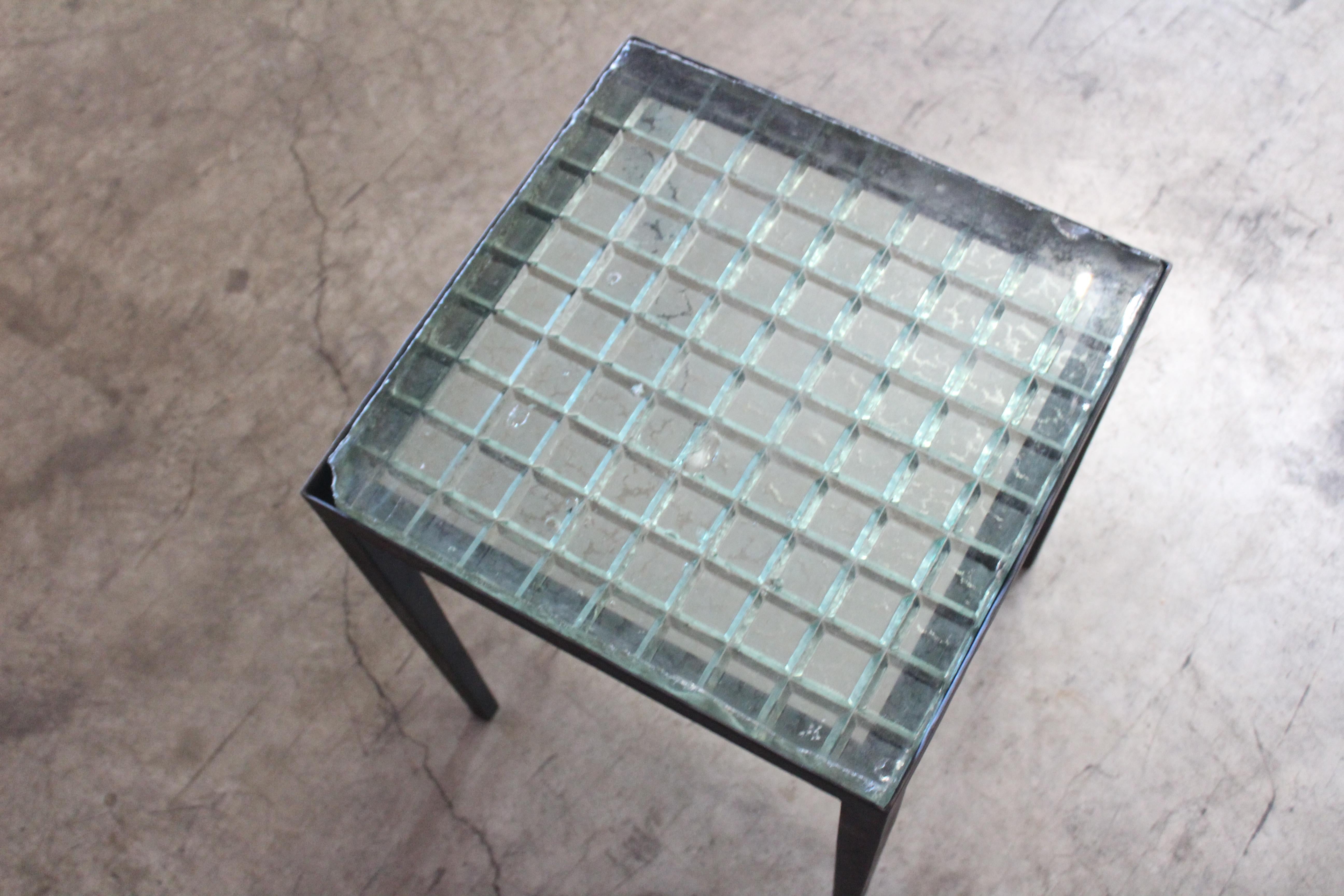 Iron Side Table with Saint-Gobain Glass in the Manner of Jean-Michel Frank 3