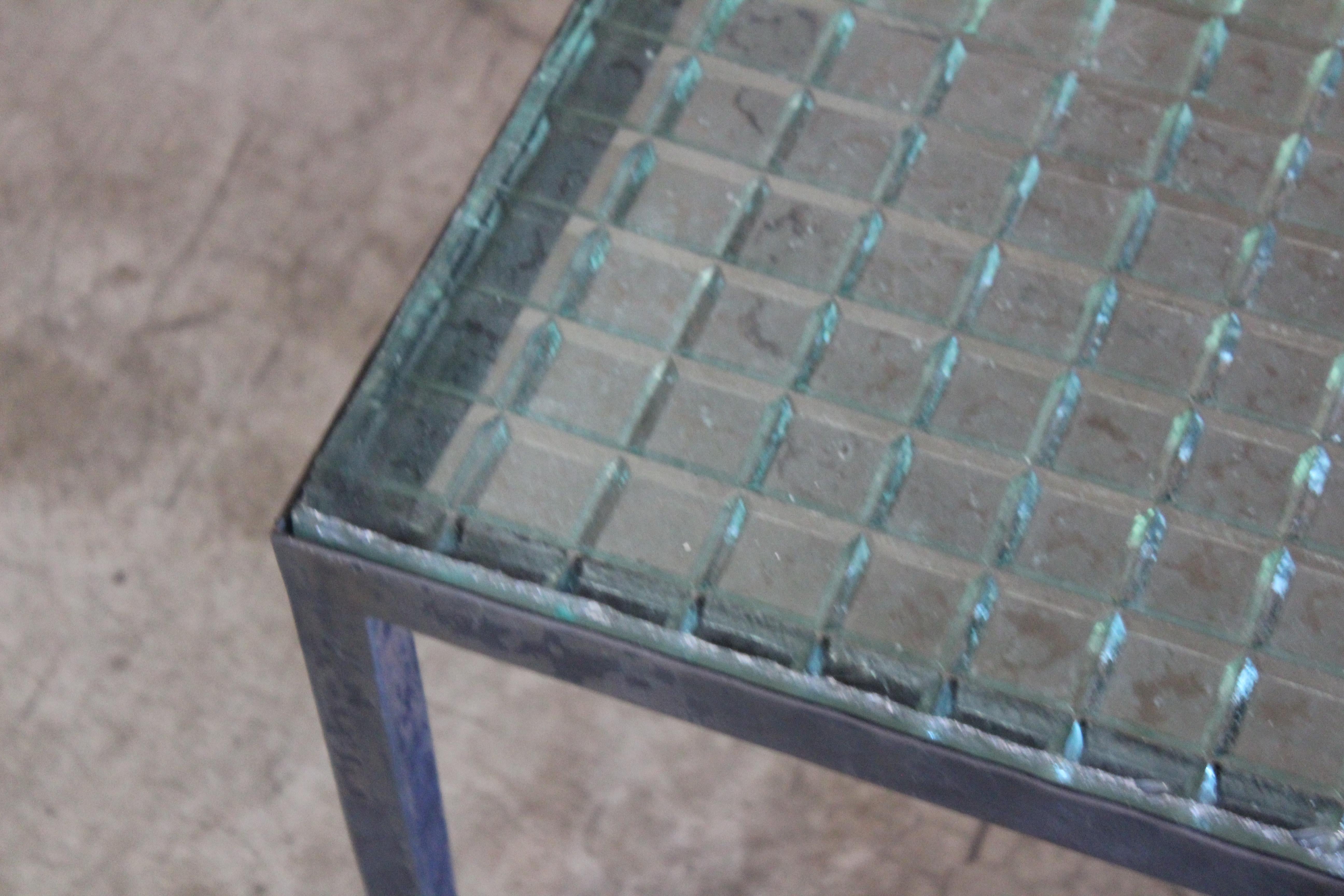 Iron Side Table with Saint-Gobain Glass in the Manner of Jean-Michel Frank 5
