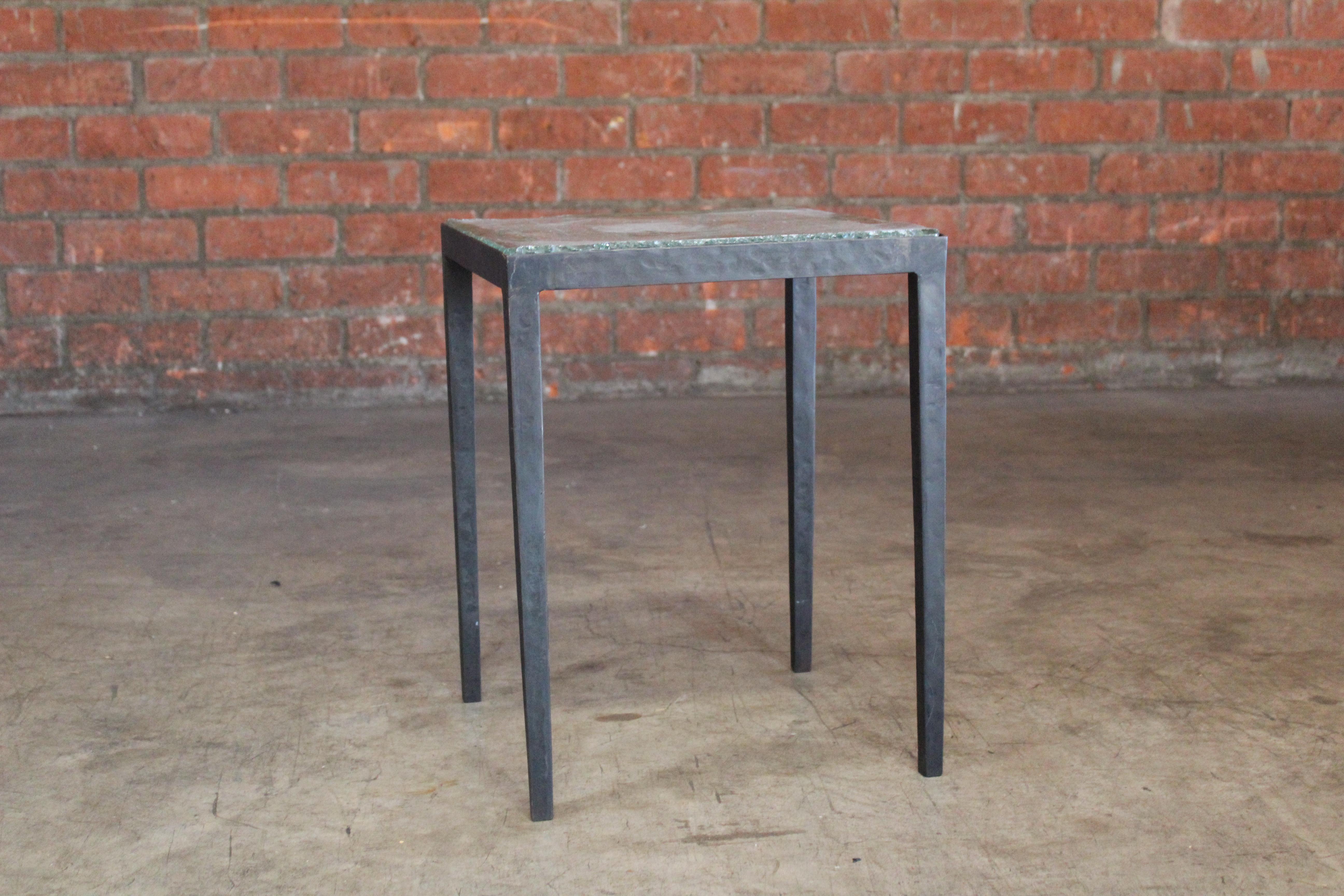 Iron Side Table with Saint-Gobain Glass in the Manner of Jean-Michel Frank 6