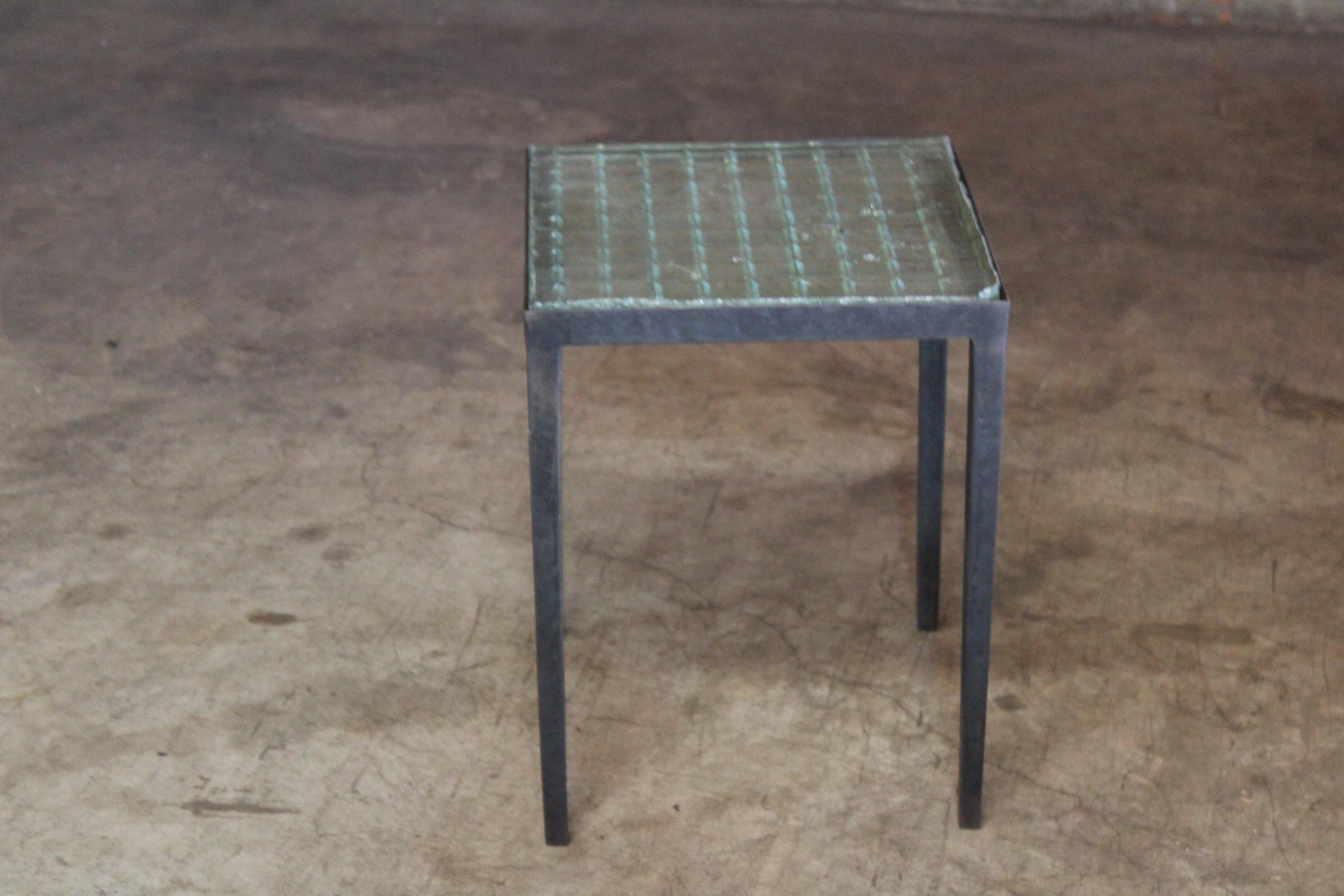 Iron Side Table with Saint-Gobain Glass in the Manner of Jean-Michel Frank 8