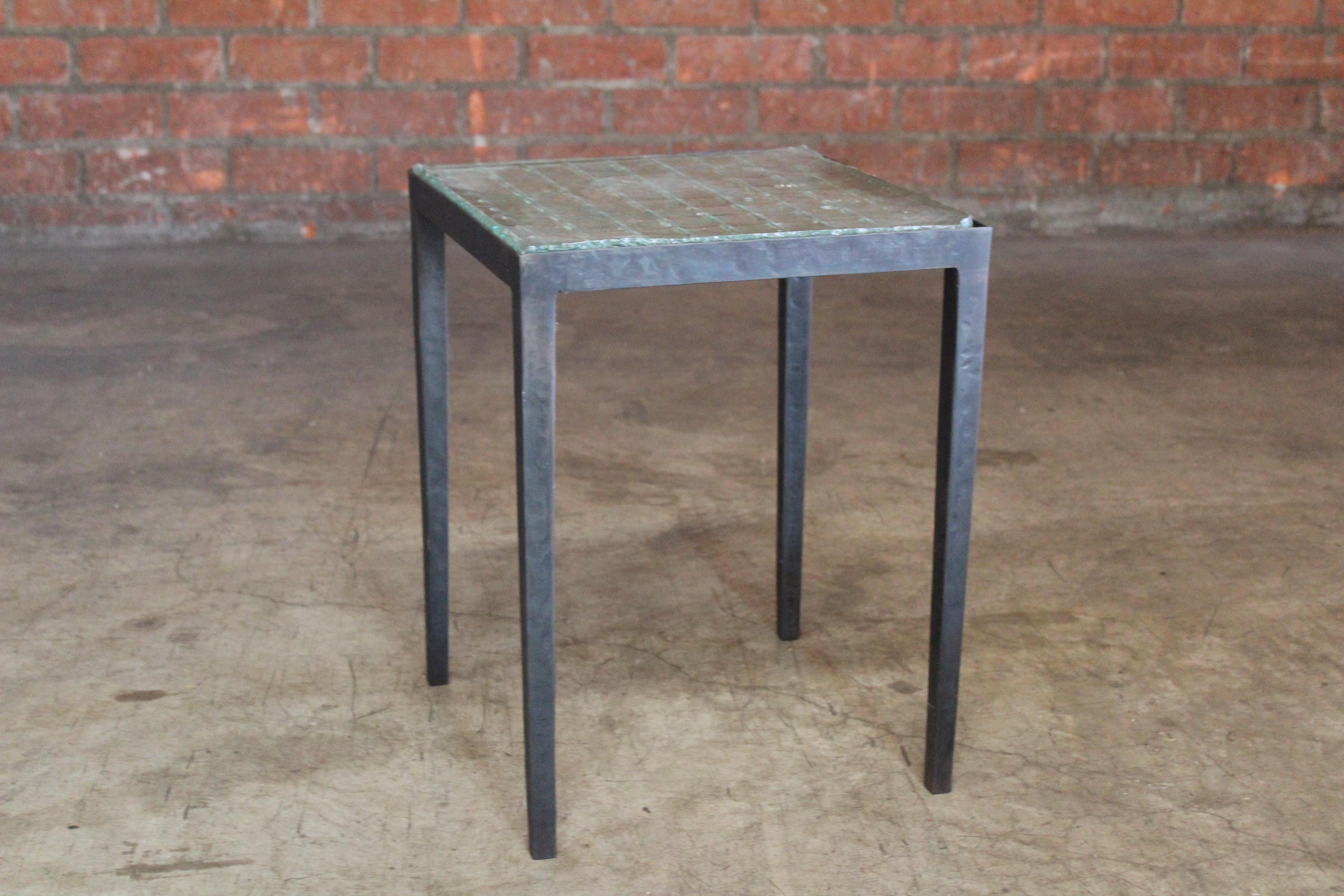 Iron Side Table with Saint-Gobain Glass in the Manner of Jean-Michel Frank 9