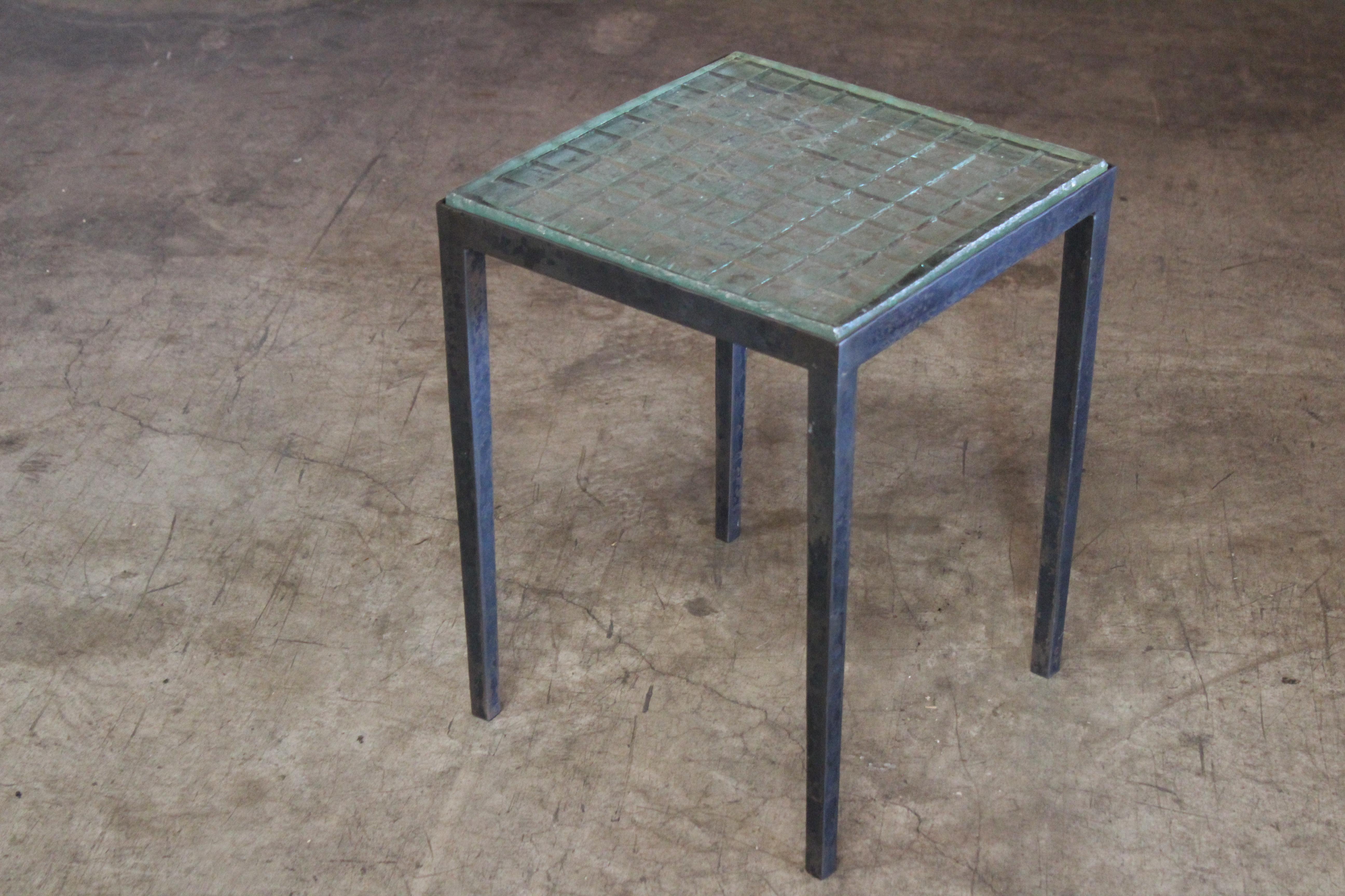 Iron Side Table with Saint-Gobain Glass in the Manner of Jean-Michel Frank 10