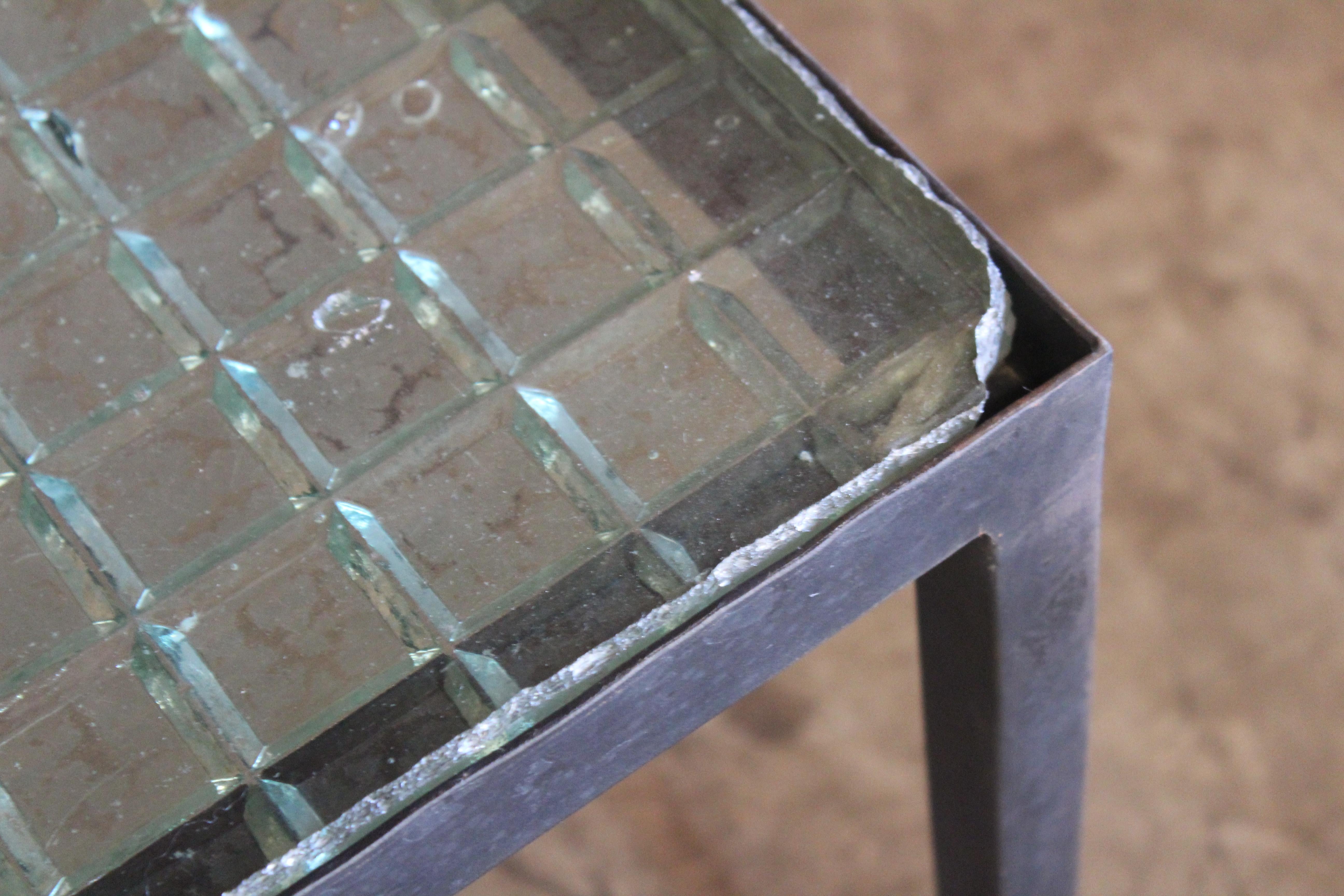 Iron Side Table with Saint-Gobain Glass in the Manner of Jean-Michel Frank 11