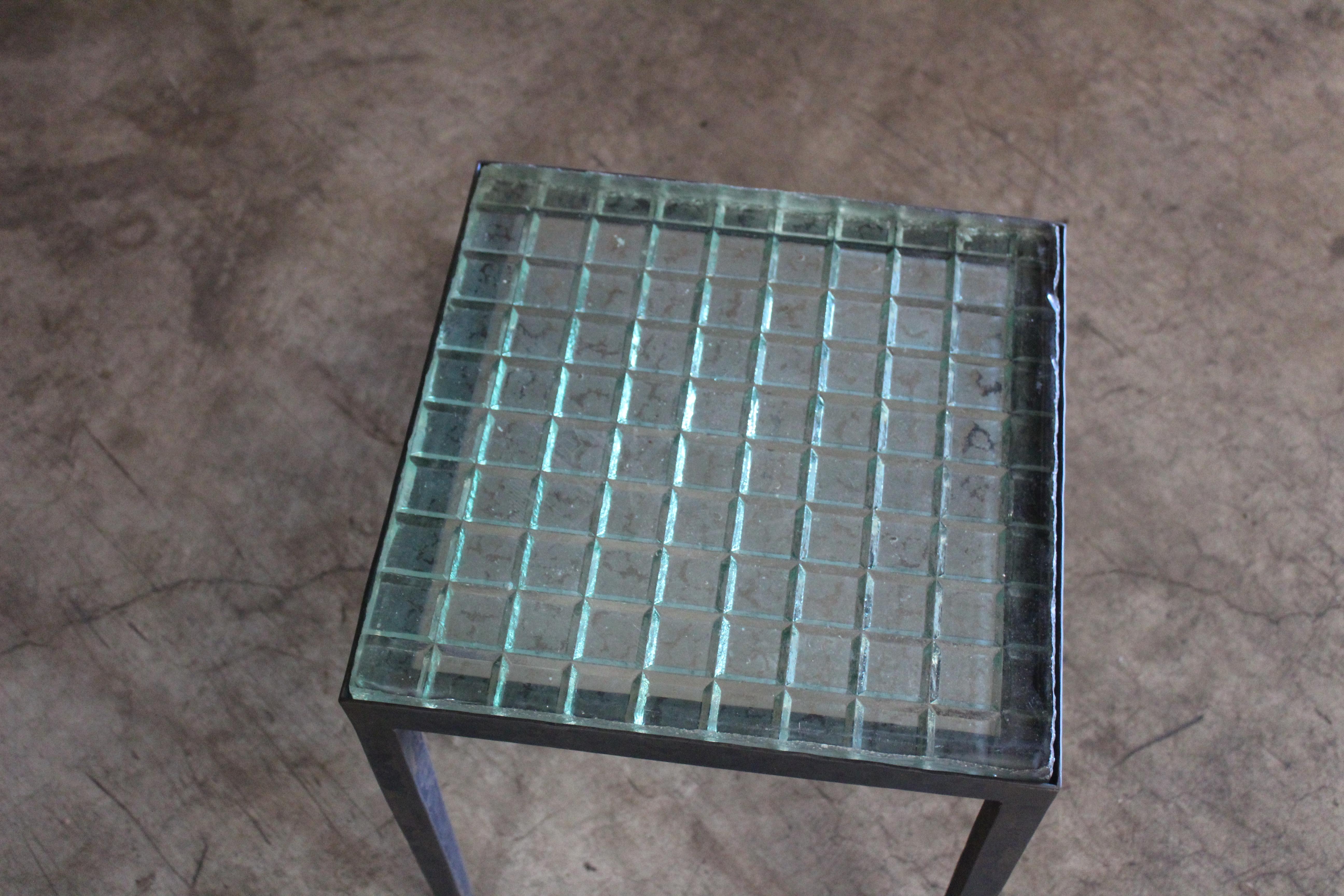 Forged Iron Side Table with Saint-Gobain Glass in the Manner of Jean-Michel Frank