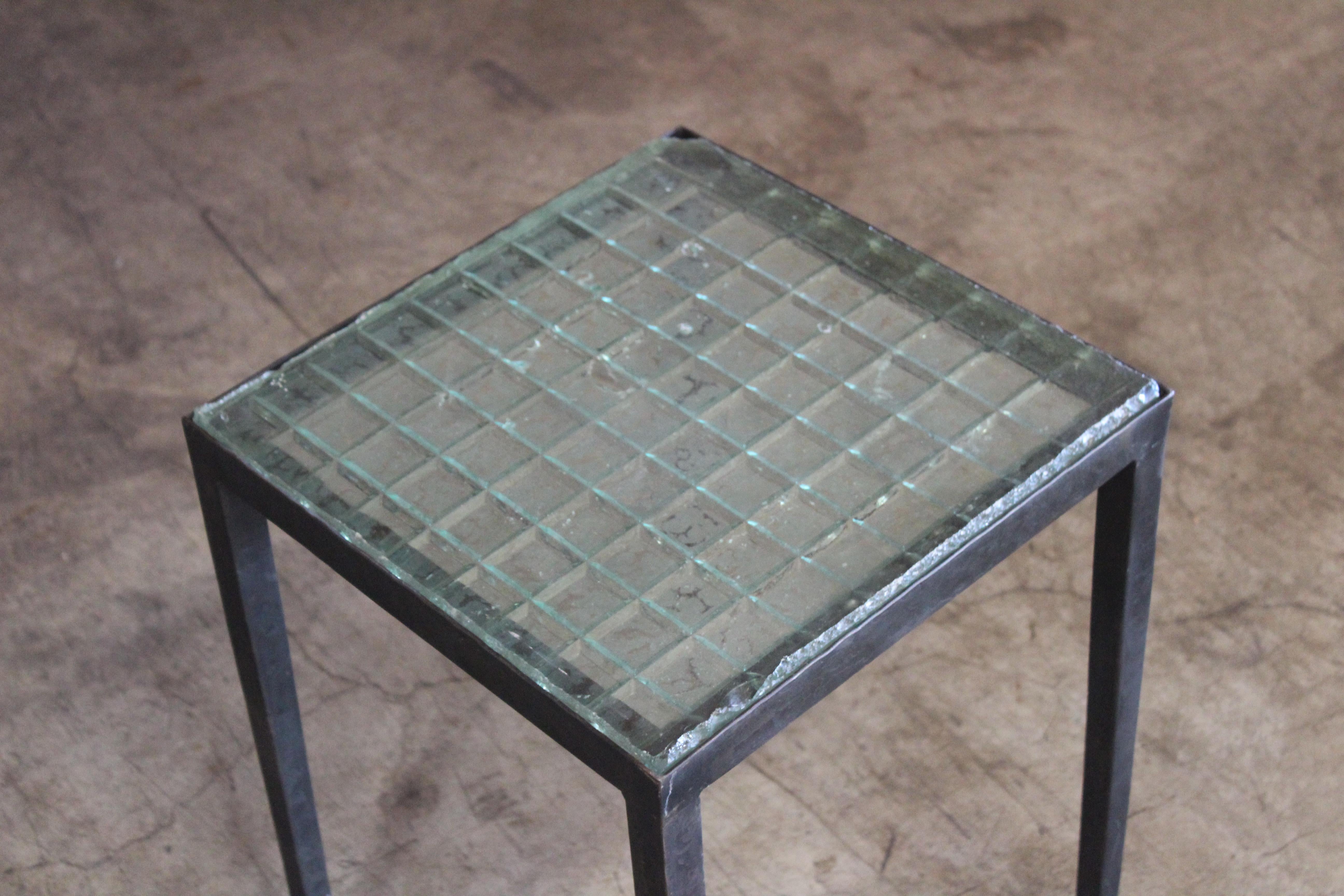 Forged Iron Side Table with Saint-Gobain Glass in the Manner of Jean-Michel Frank