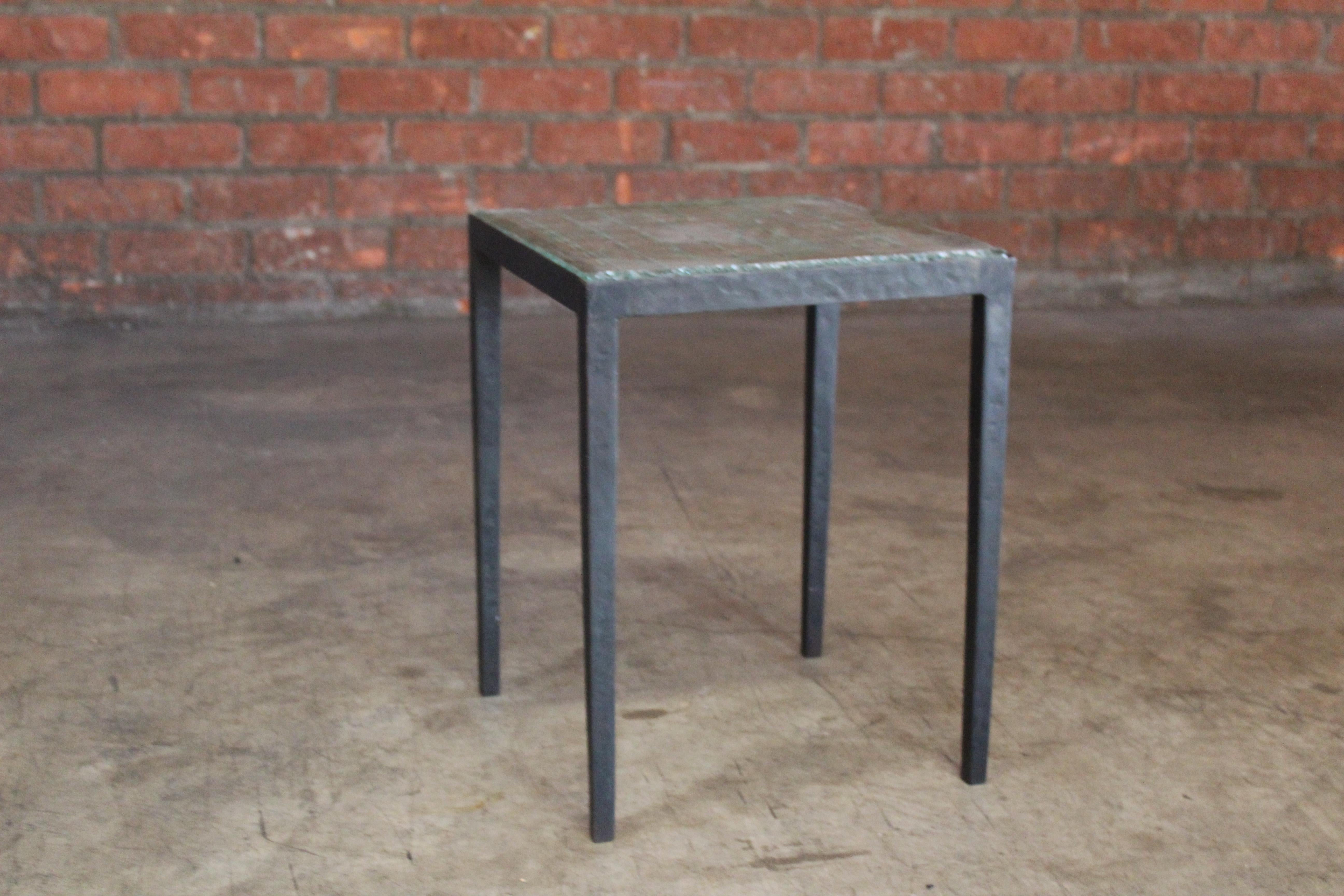 Iron Side Table with Saint-Gobain Glass in the Manner of Jean-Michel Frank In Good Condition In Los Angeles, CA