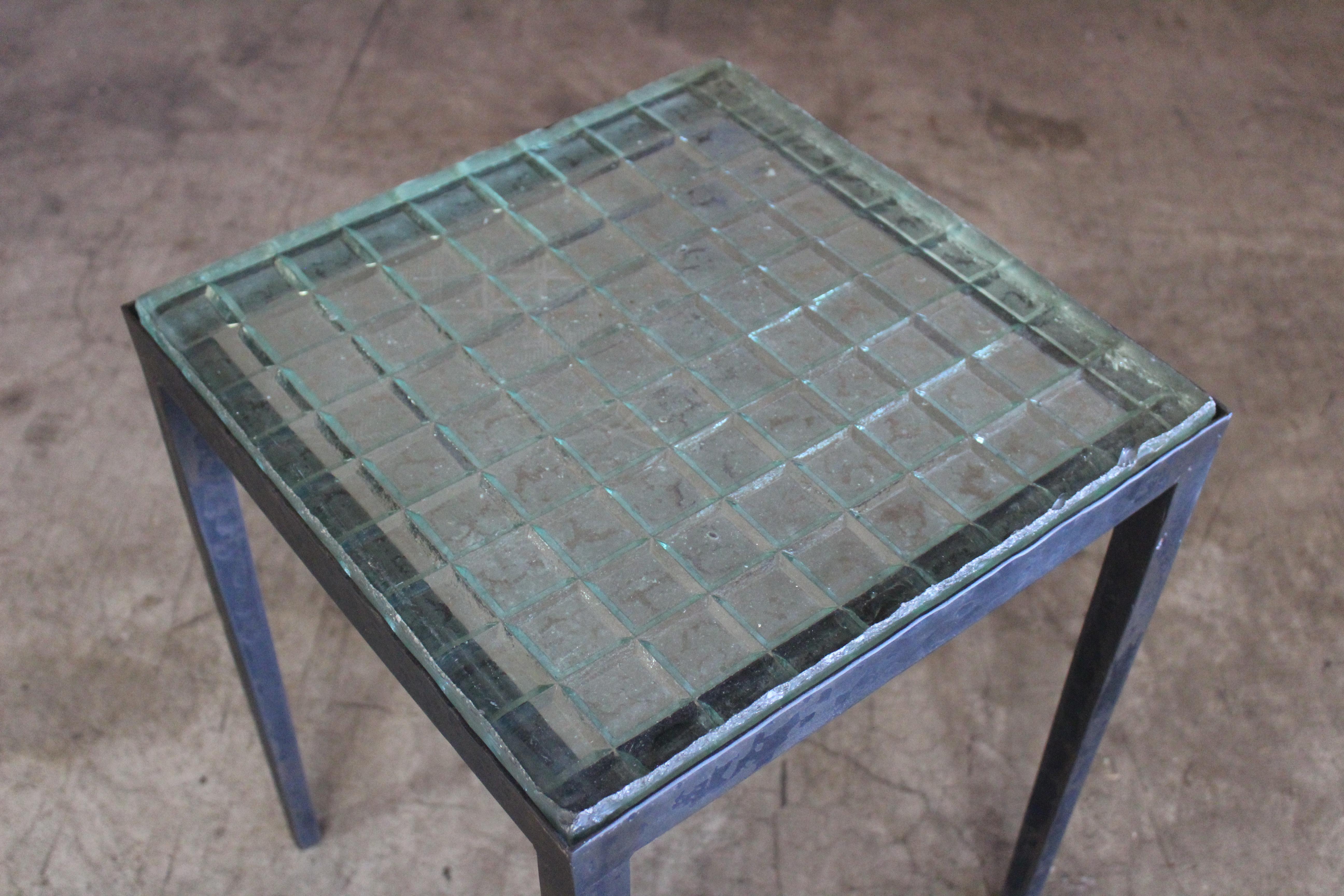 Contemporary Iron Side Table with Saint-Gobain Glass in the Manner of Jean-Michel Frank