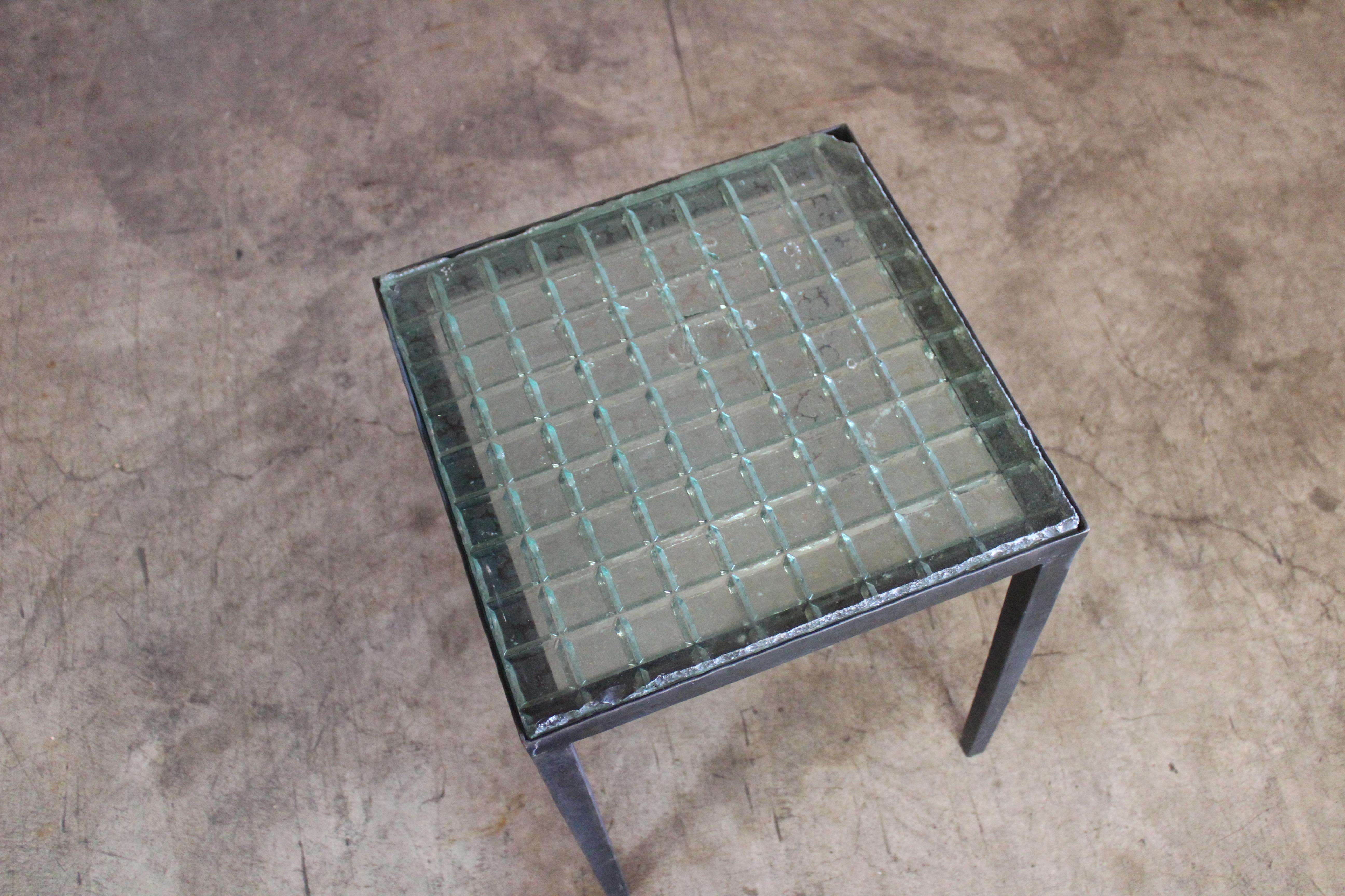 Iron Side Table with Saint-Gobain Glass in the Manner of Jean-Michel Frank 1