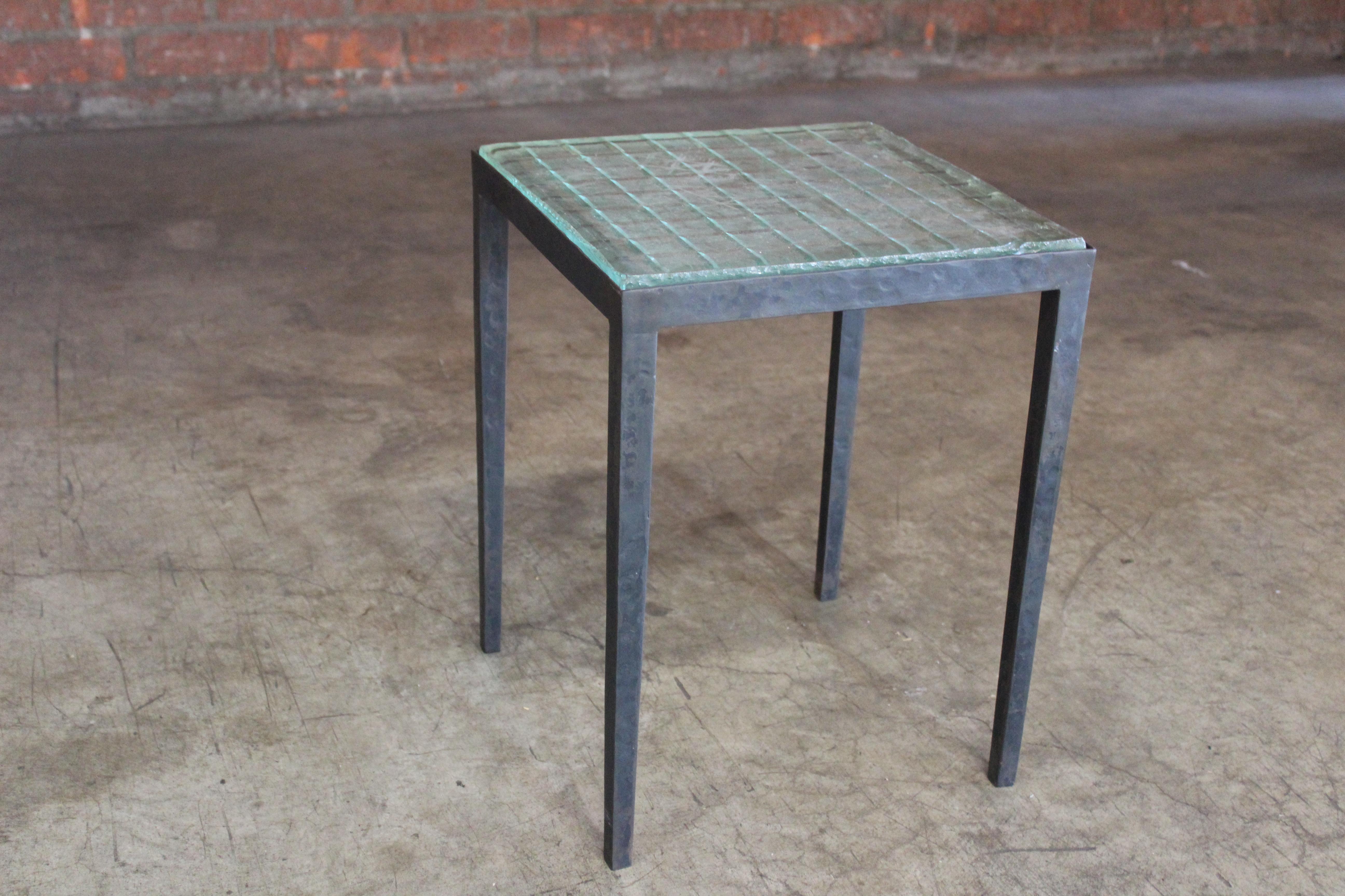 Iron Side Table with Saint-Gobain Glass in the Manner of Jean-Michel Frank 2