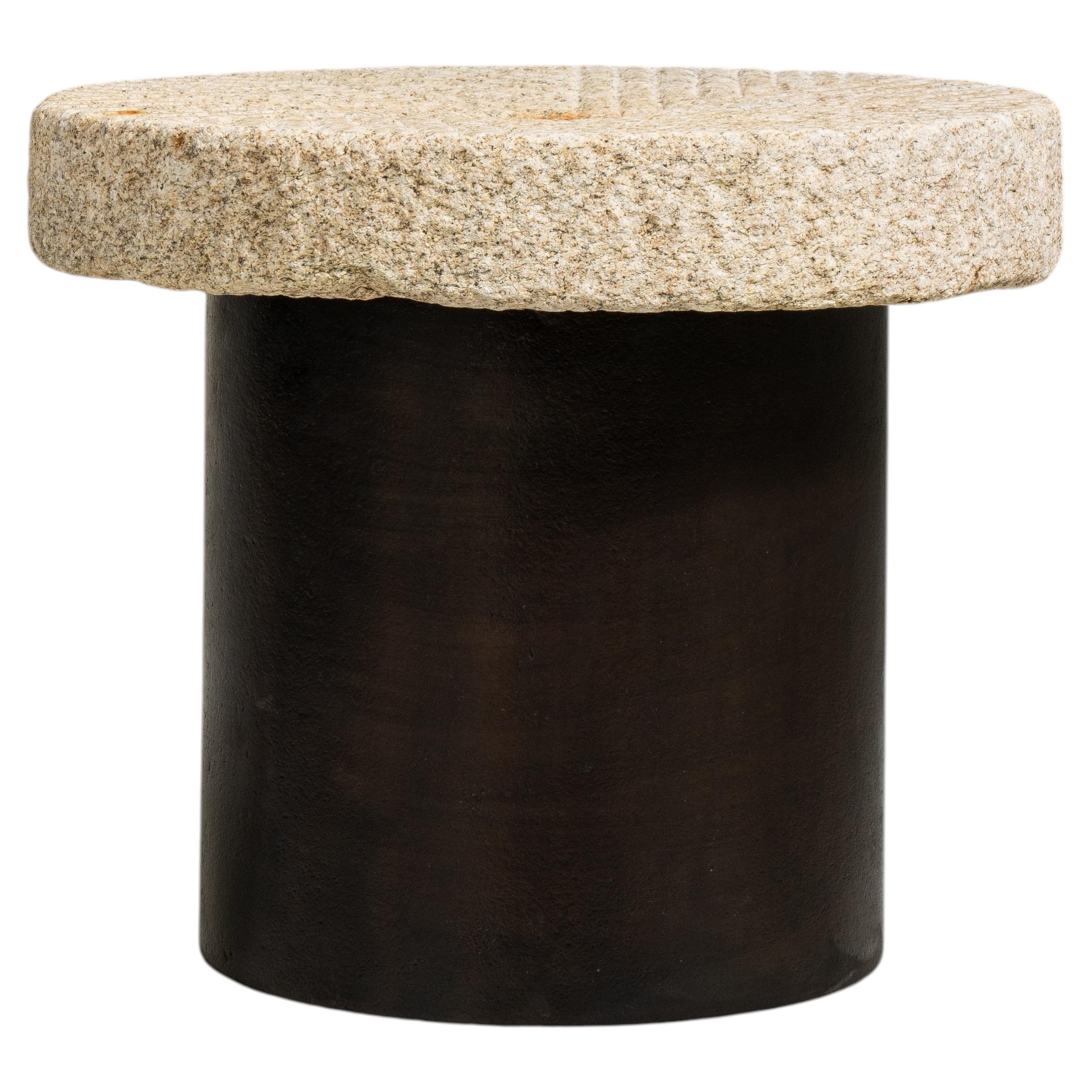 Iron Side Table with Stone Top