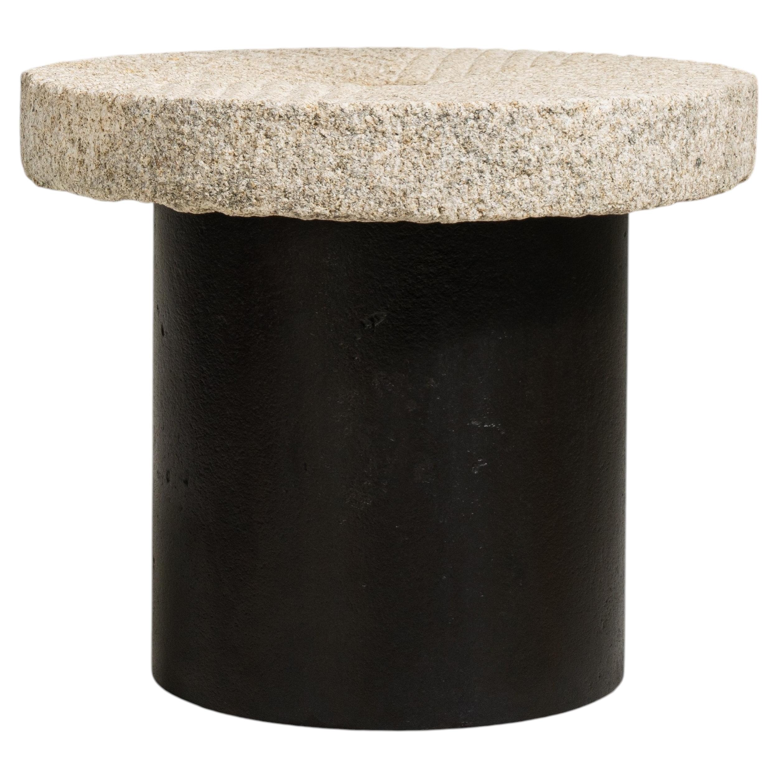 Iron Side Table with Stone Top