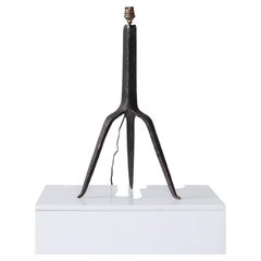 Iron Signed French Tripod Midcentury Table Lamp
