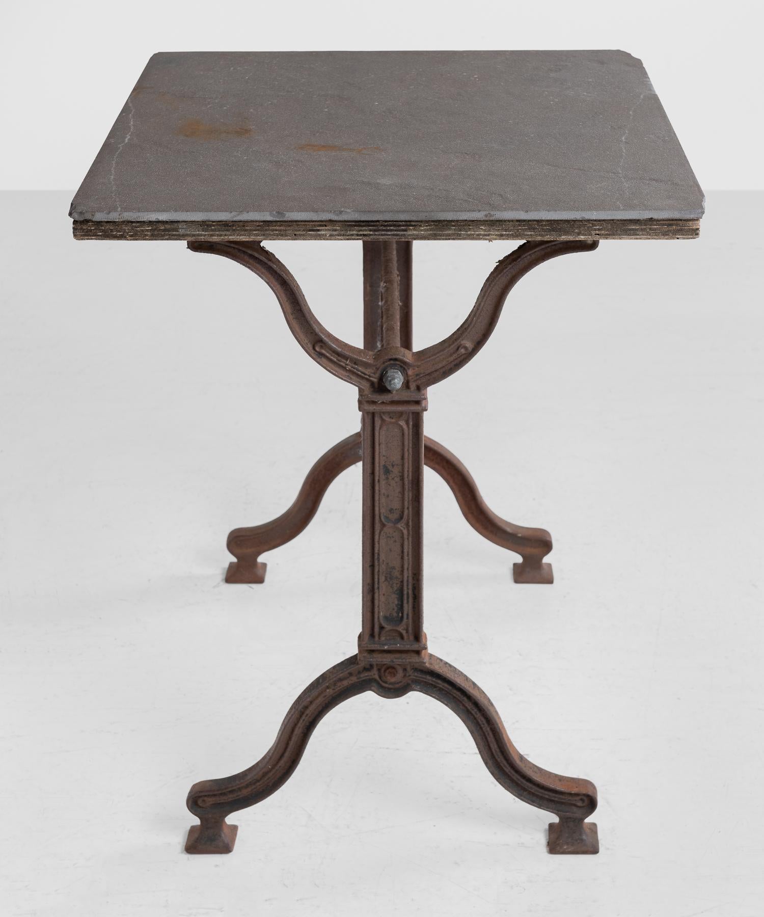 Industrial Iron & Slate Side Table, circa 1890