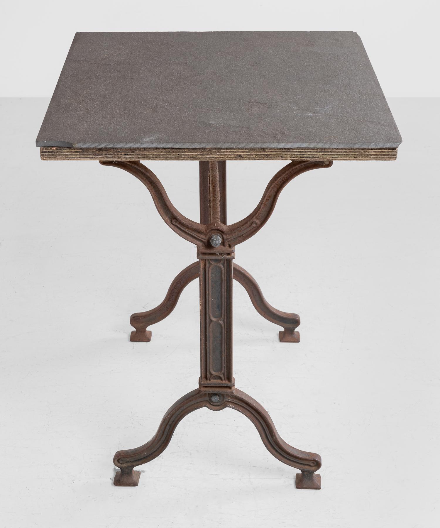 French Iron & Slate Side Table, circa 1890