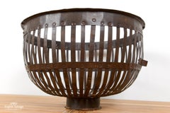 Iron Slatted Storage Log Basket with Handles, 20th Century