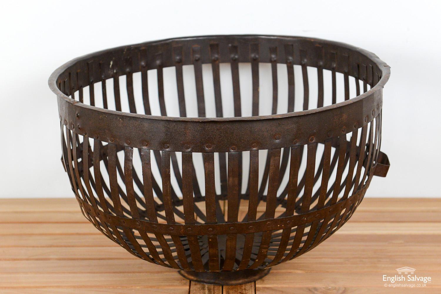 Iron Slatted Storage Log Basket with Handles, 20th Century In Good Condition For Sale In London, GB