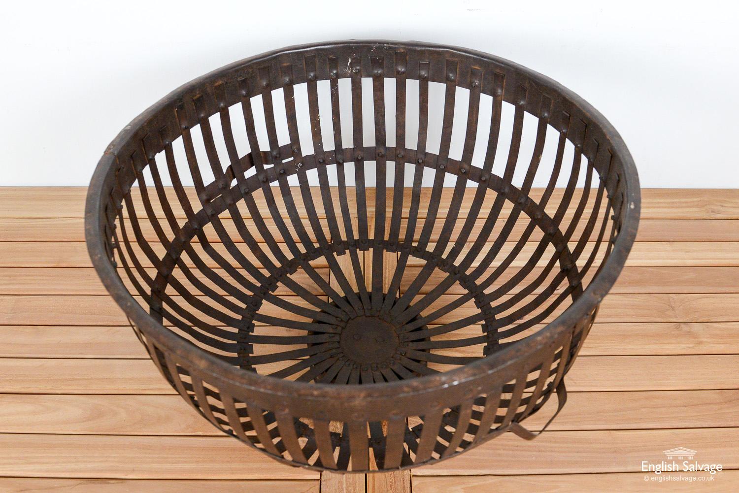 Iron Slatted Storage Log Basket with Handles, 20th Century For Sale 2