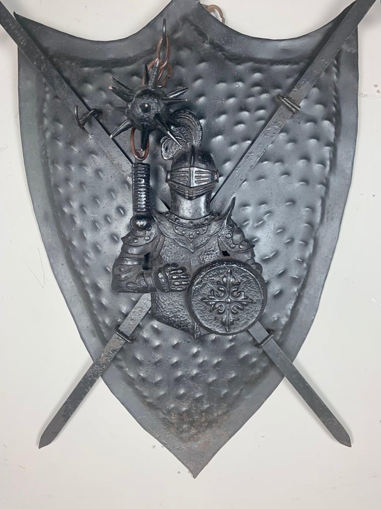 Iron Spanish Shield with Crossed Swords, circa 1900s at 1stDibs
