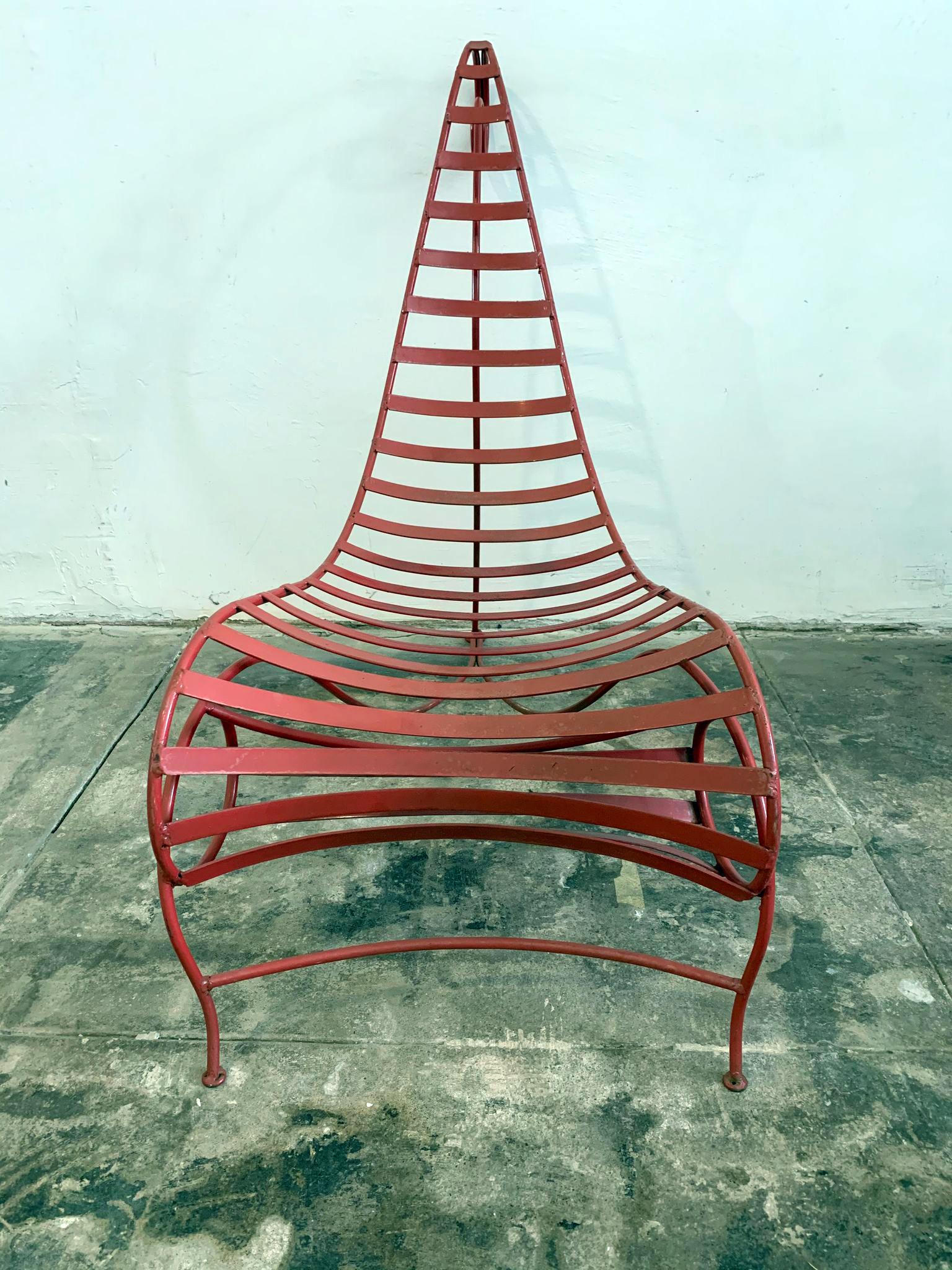 Post-Modern Iron Spine Chair Attributed to Andre Dubreuil
