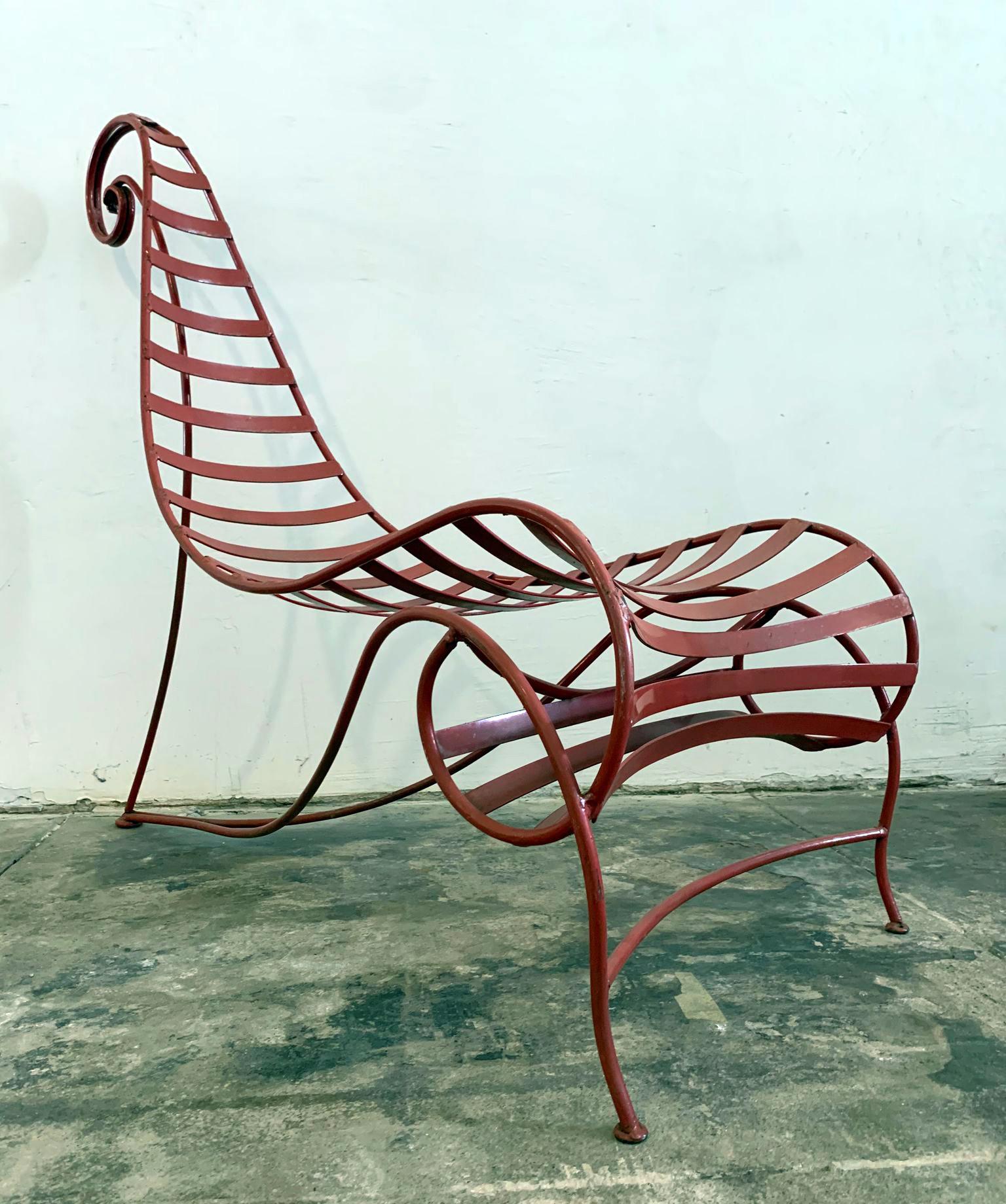 Iron Spine Chair Attributed to Andre Dubreuil In Good Condition In Culver City, CA