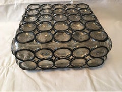 Iron Square Glass Flush Mount or Wall Sconce by Limburg of Germany, 1960s